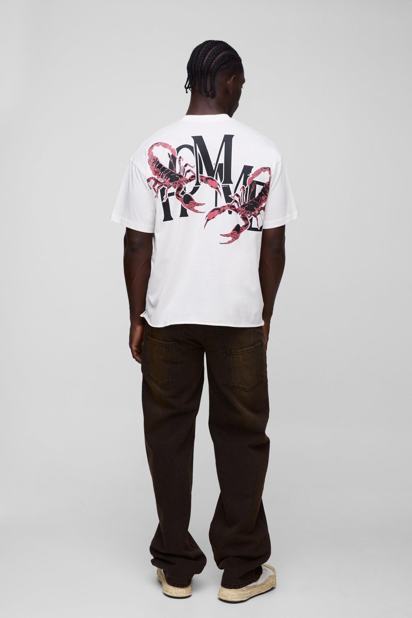 Oversized Homme Back Print T-Shirt With Woven Label | boohooMAN USA Product Image