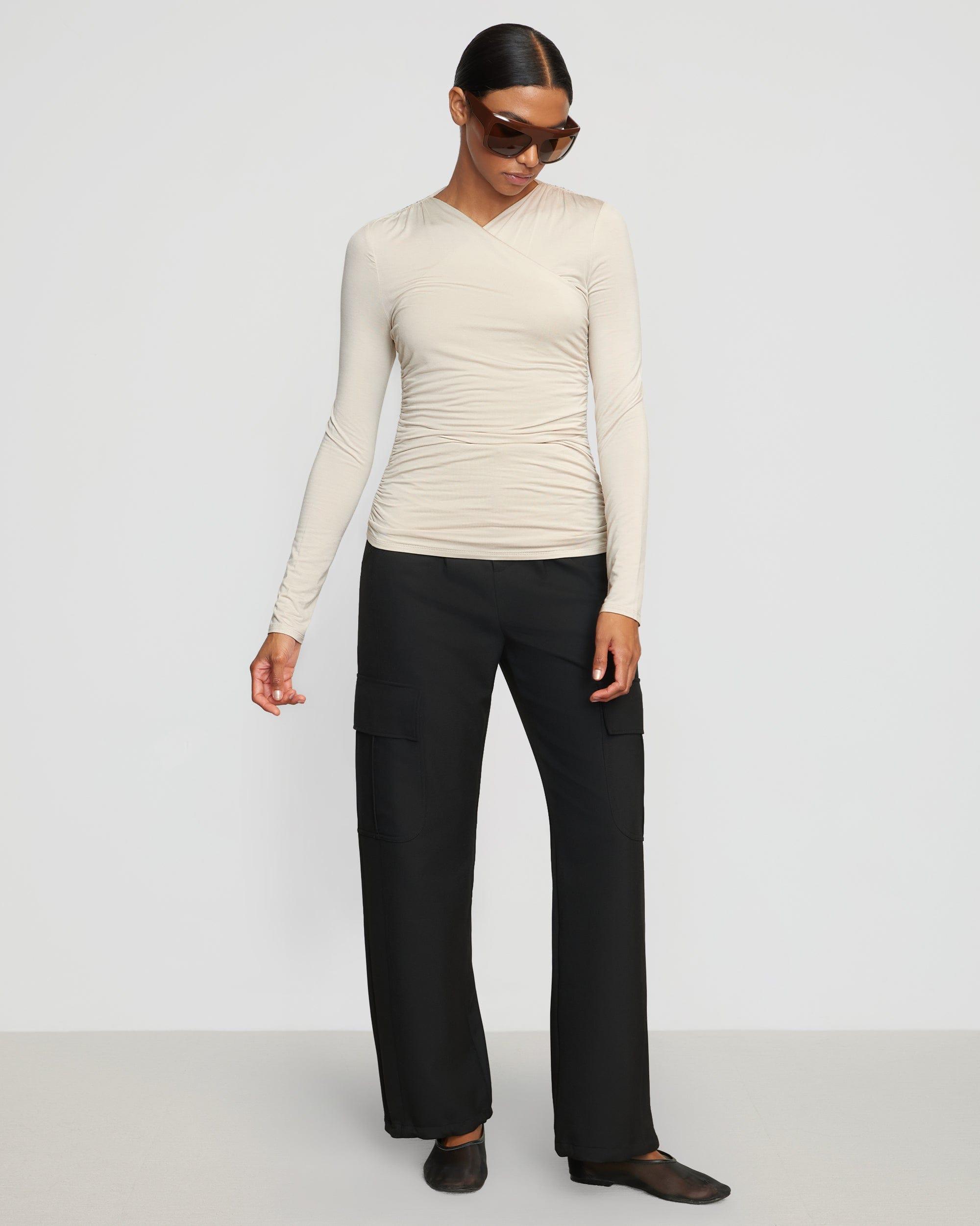 Lilou Wrap-Neck Long-Sleeve Tee Product Image