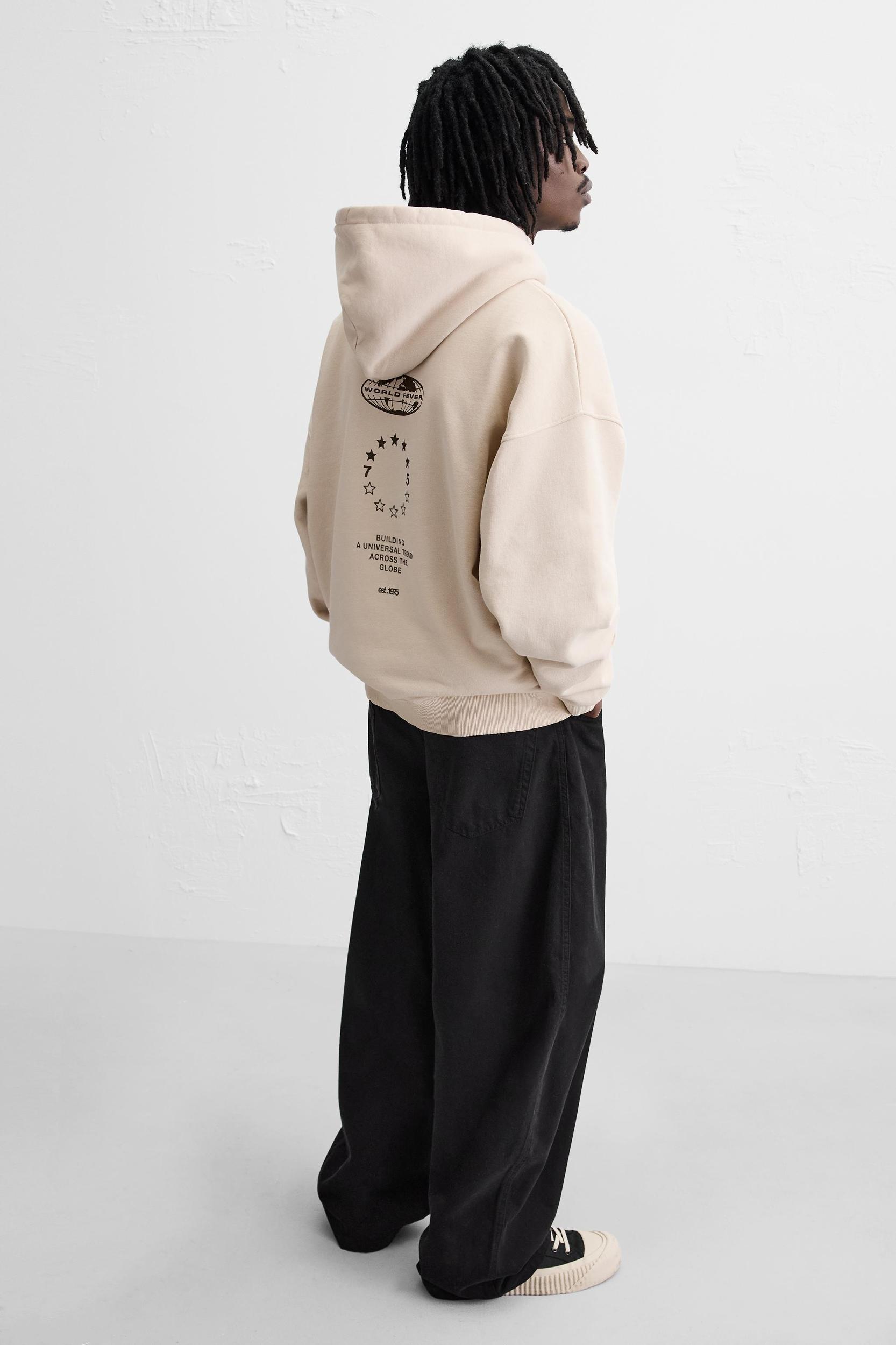 WASHED TEXT HOODIE SWEATSHIRT Product Image