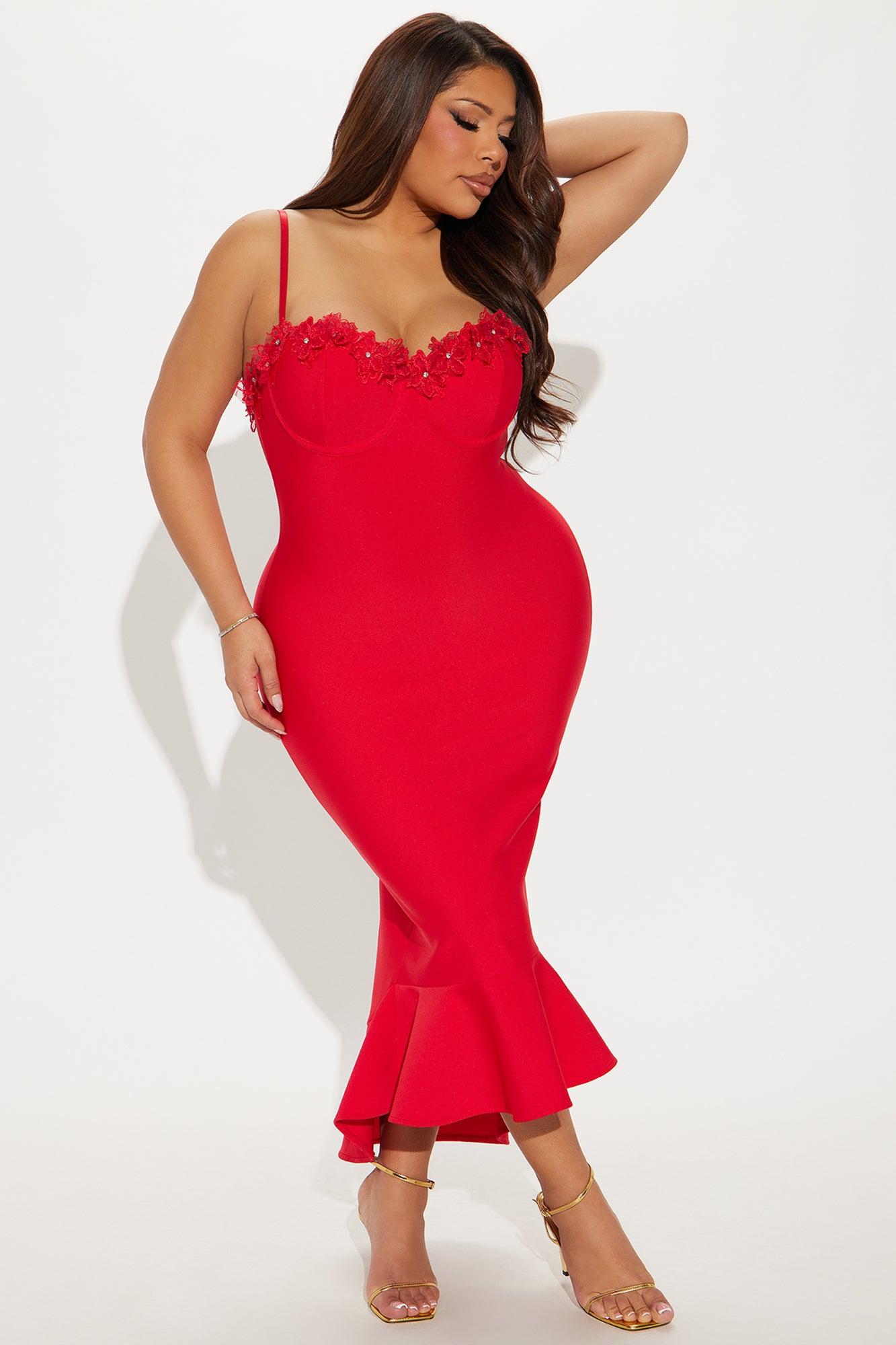 Verona Bandage Midi Dress - Red Product Image