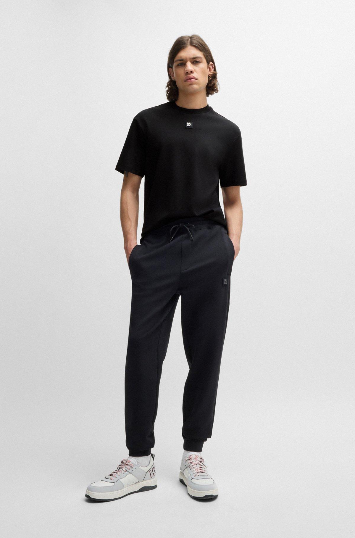 Interlock-cotton T-shirt with metallic stacked-logo badge Product Image