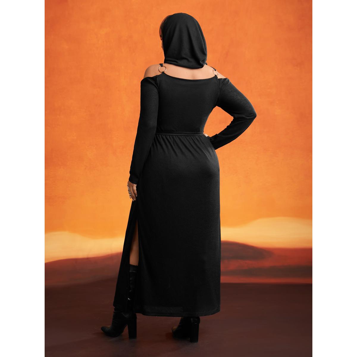 Plus Size Obsidian Side Slit Accents Maxi Dress Black Women Cocktail Belted Party Curvy Bloomchic 12/L Product Image
