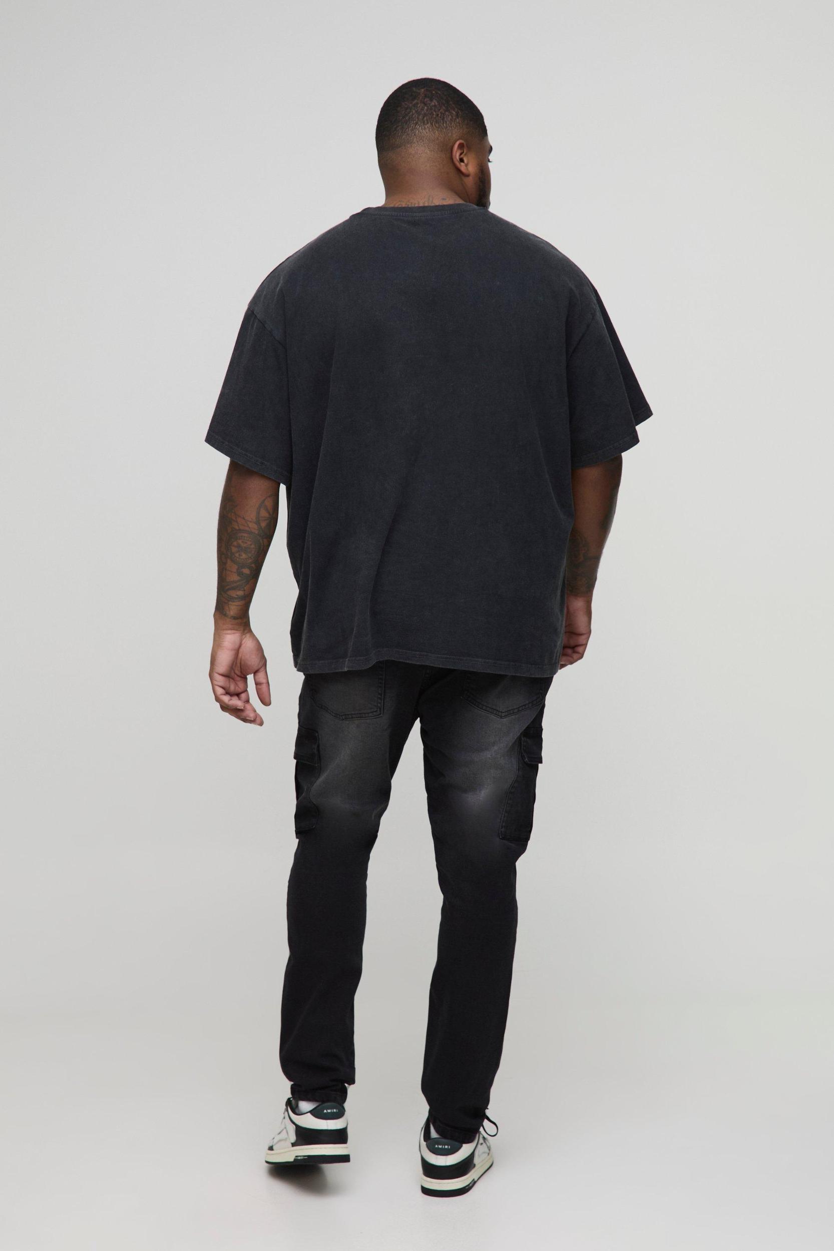 Plus Distressed Super Skinny Cargo Jeans | boohooMAN USA Product Image