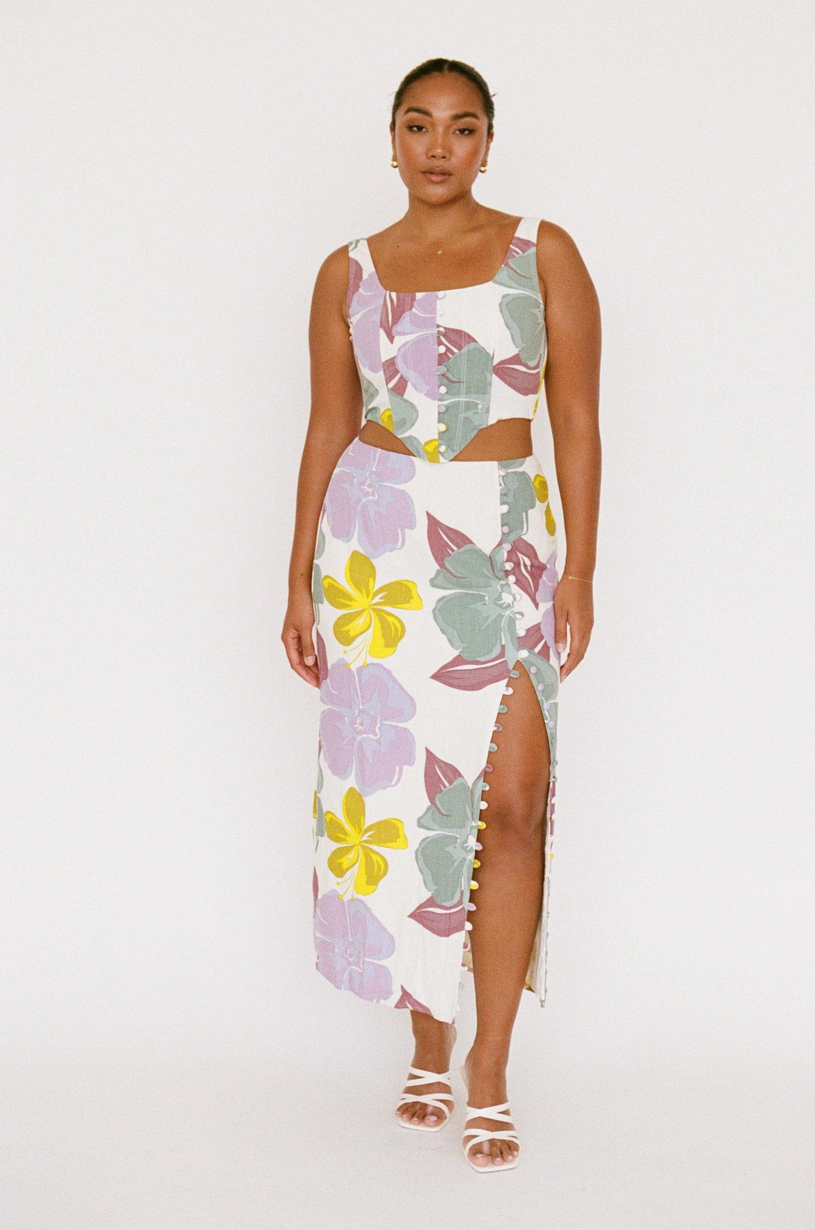 Oralia Top - Royal Floral Product Image