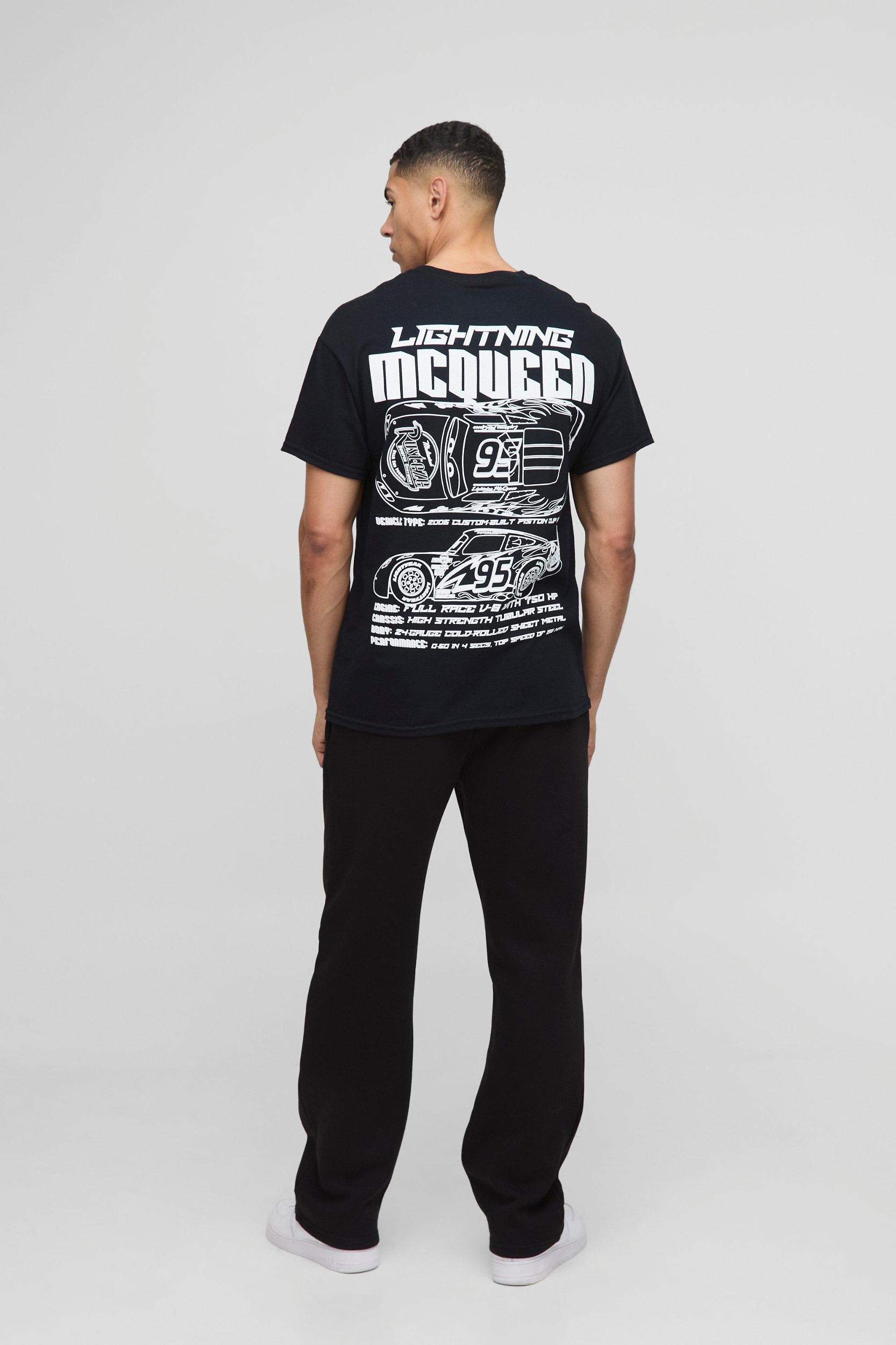 Oversized Disney Cars Lightning McQueen License Graphic T Shirt | boohooMAN USA Product Image