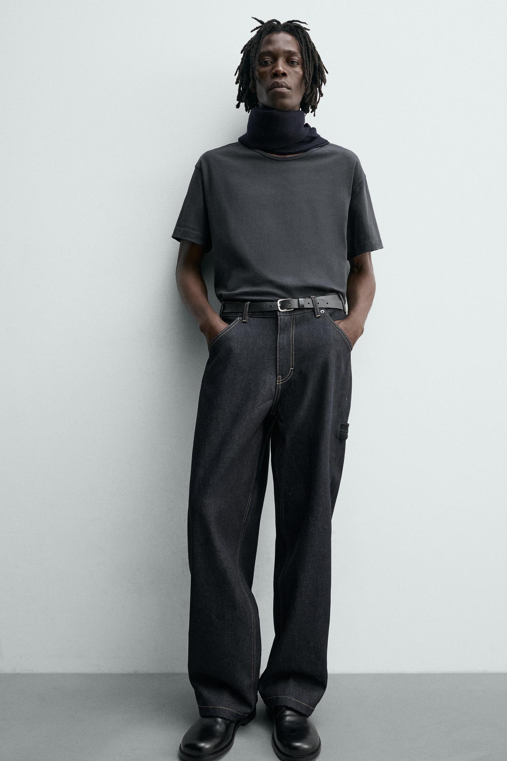 BAGGY FIT CARPENTER JEANS WITH TOPSTITCHING Product Image