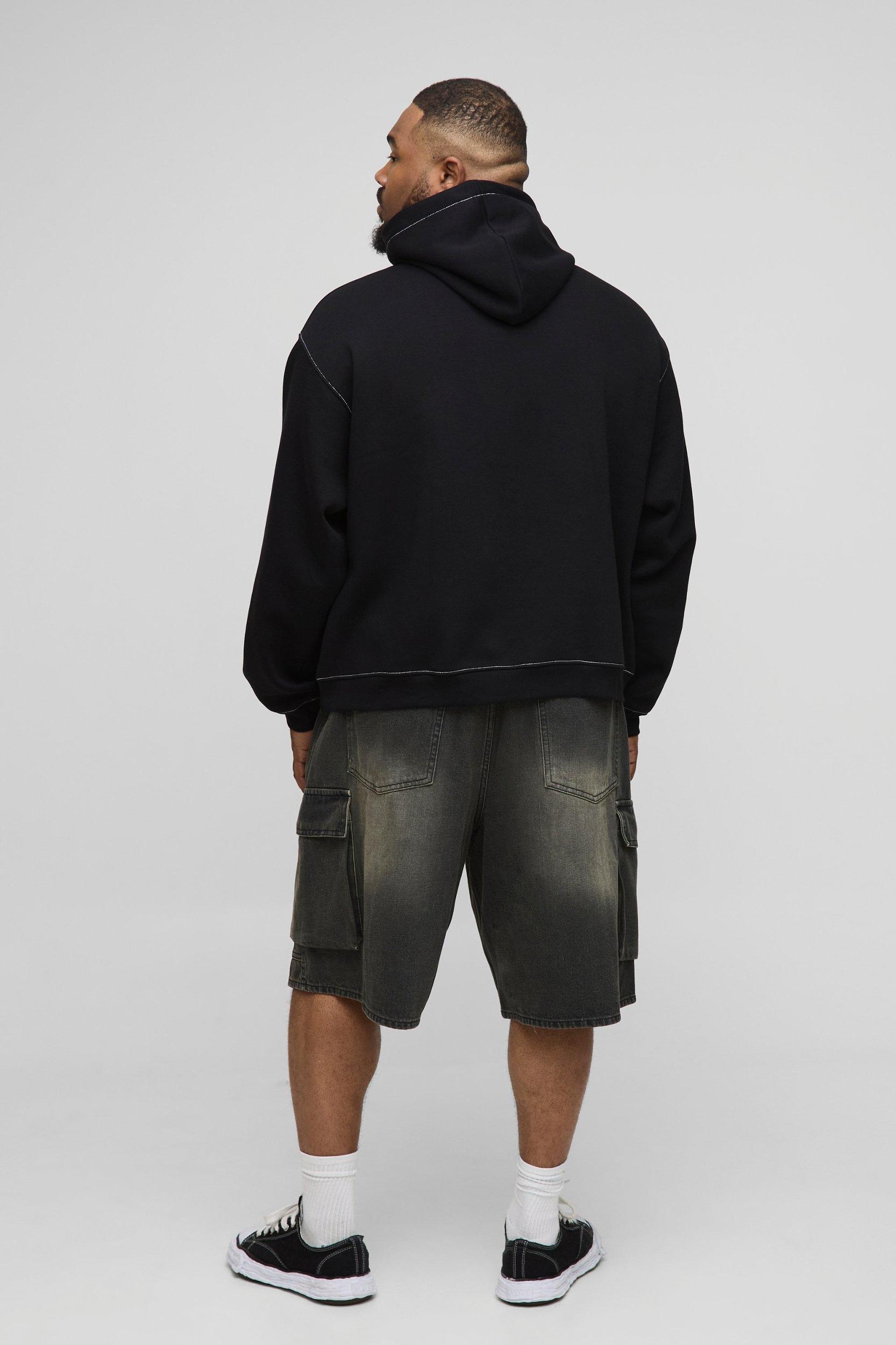 Plus Oversized Boxy Official Contrast Stitch Hoodie | boohooMAN USA Product Image
