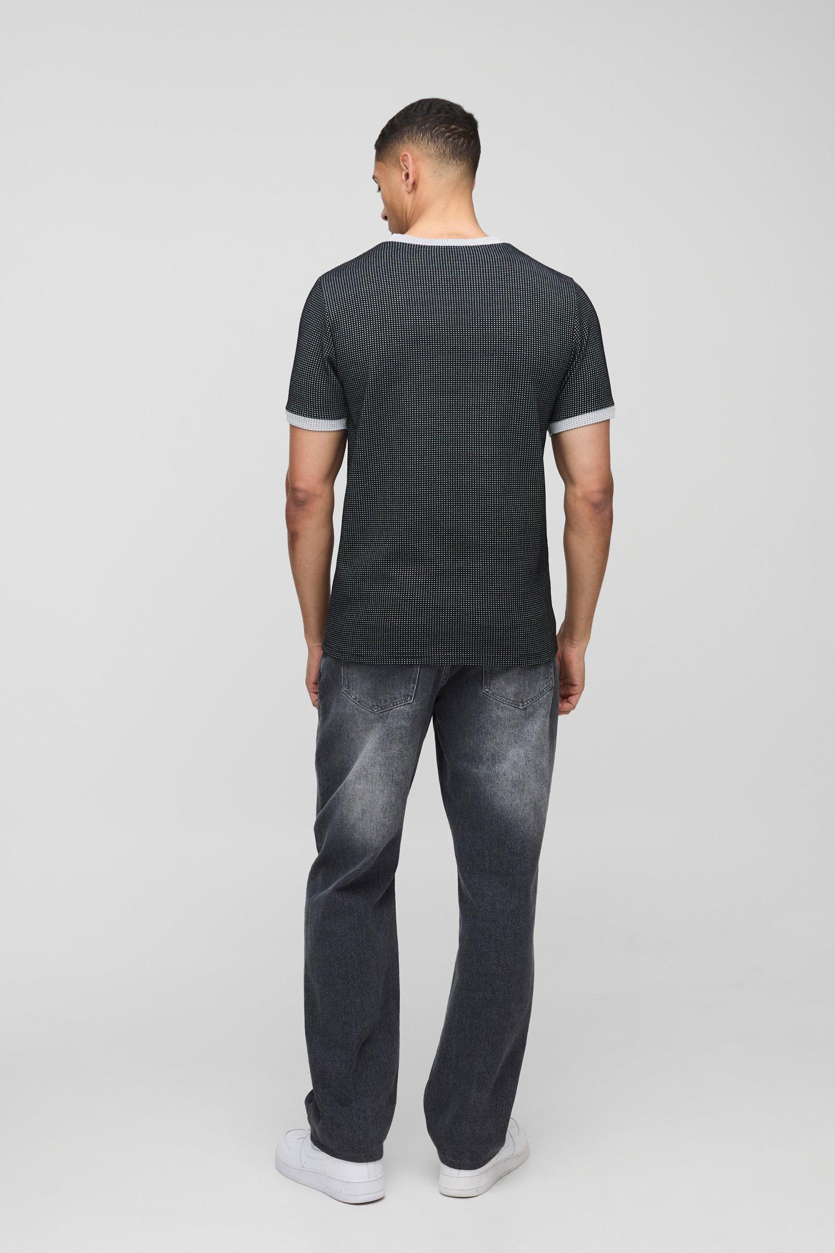 Slim Fit Contrast Waffle Ringer T-Shirt | boohooMAN USA Product Image