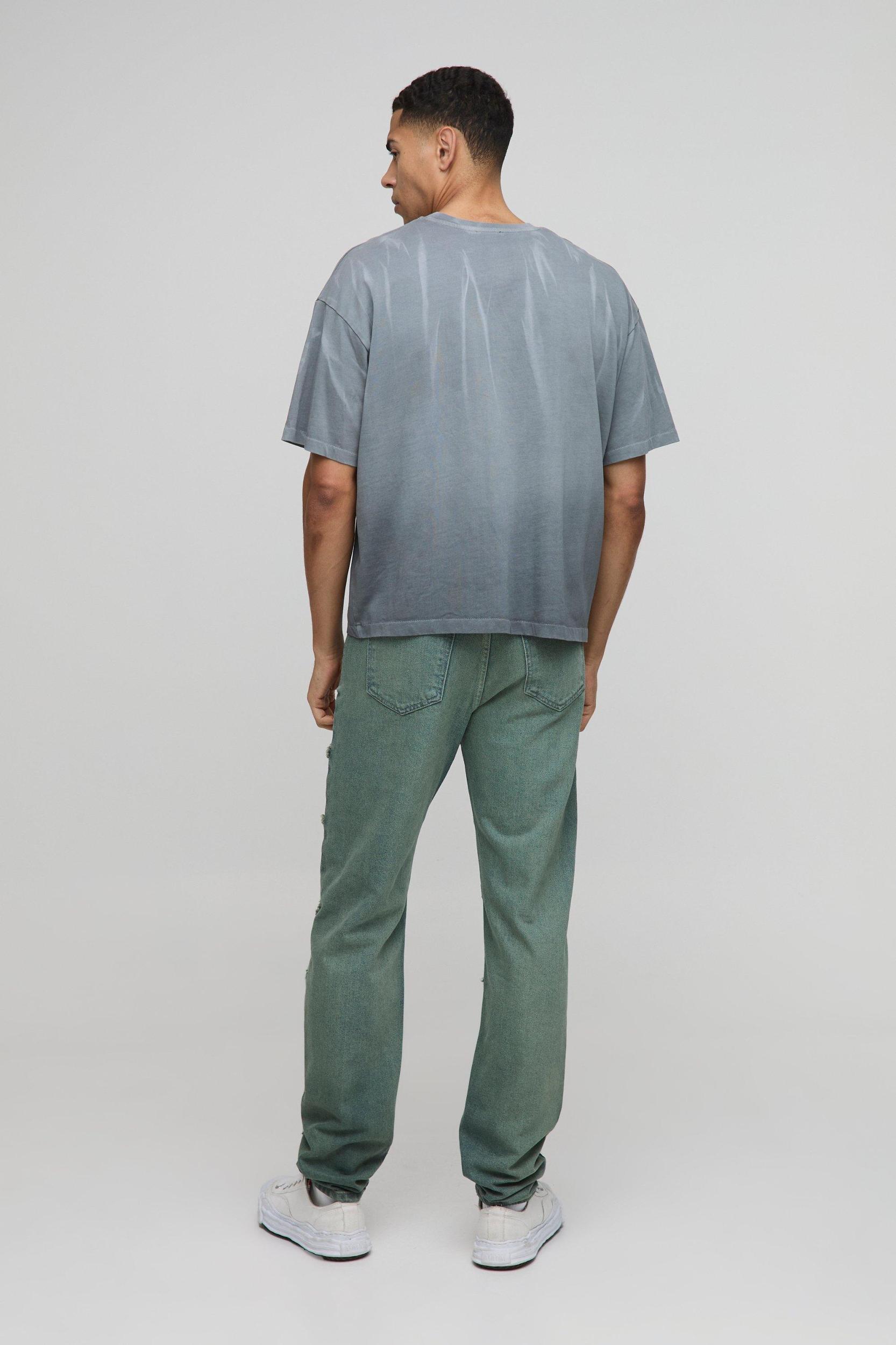 Slim Rigid Stacked Distressed Seam Detail Jeans | boohooMAN USA Product Image