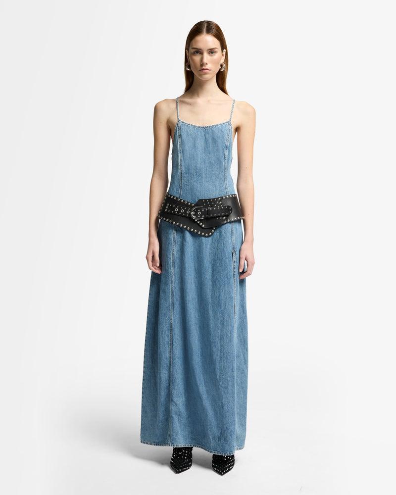 Indigo Linen Sleeveless Maxi Dress Product Image