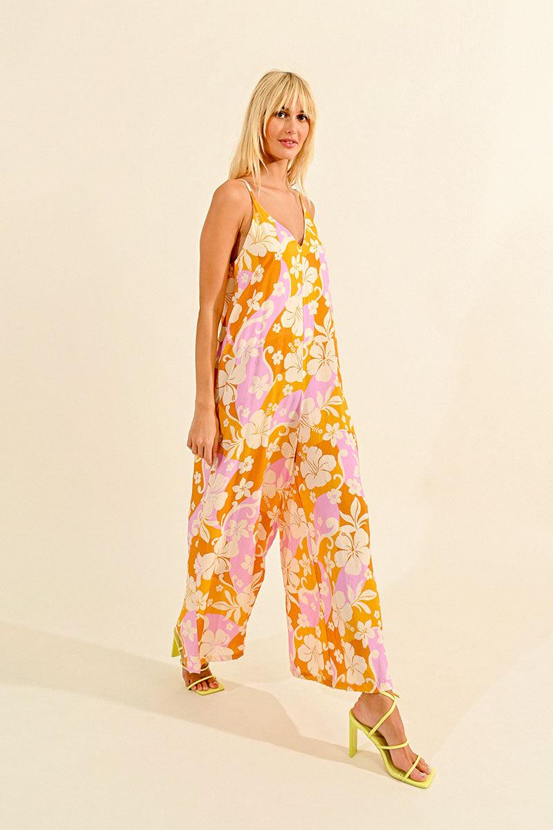 V NECK FLORAL JUMPSUIT Product Image