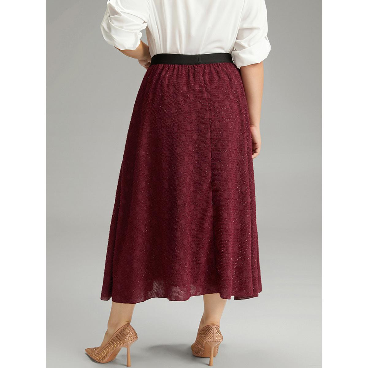 Plus Size Glitter Contrast Patchwork Texture Skirt Women Scarlet Glamour Texture No stretch Going out Skirts BloomChic 14-16/1X Product Image