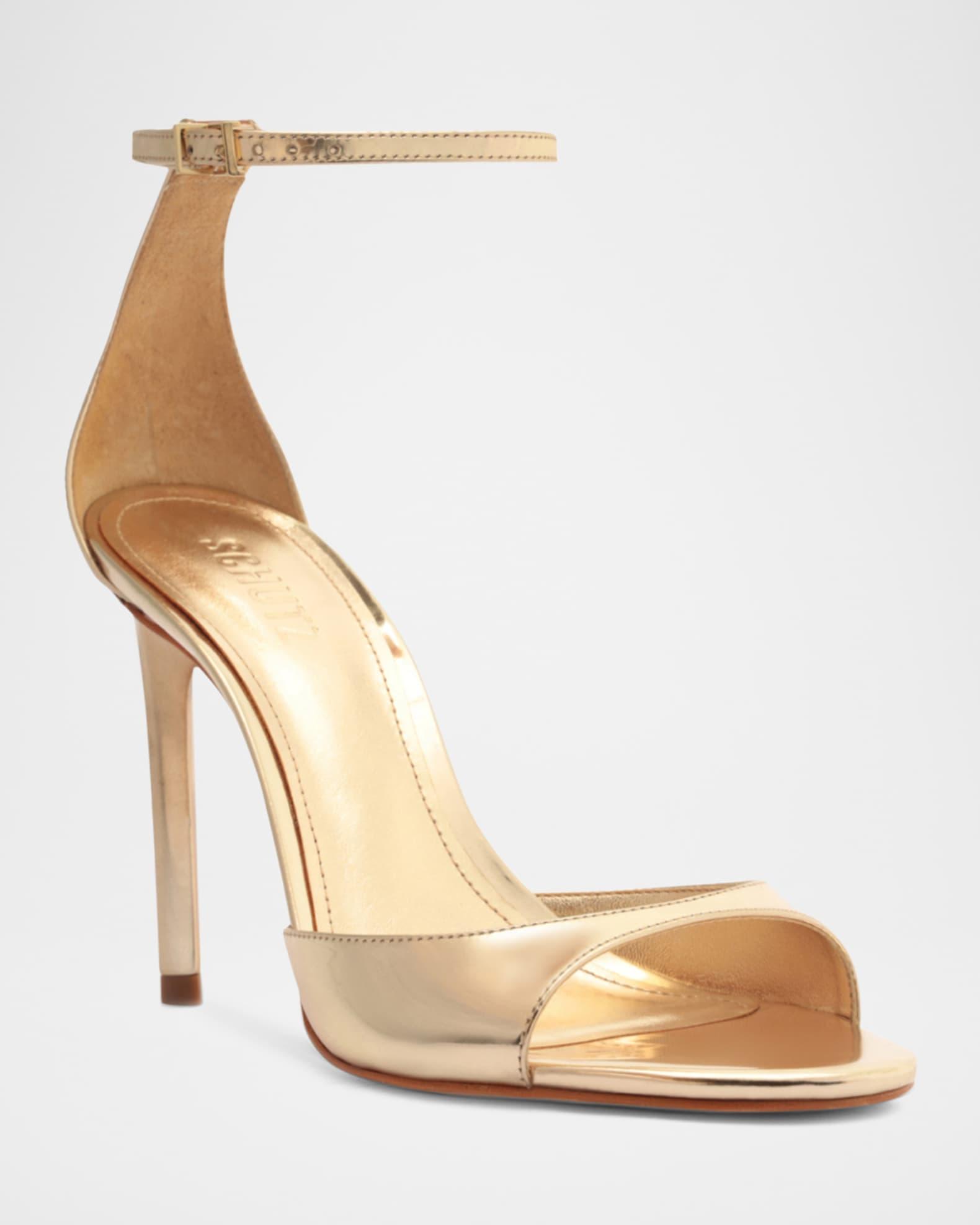 Scarlett Metallic Leather Ankle-Strap Stiletto Sandals Product Image