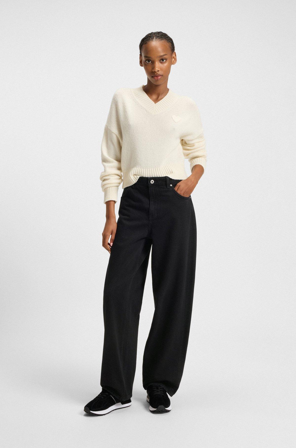 HUGO - Loose-fit jeans in black stretch denim - Black Product Image