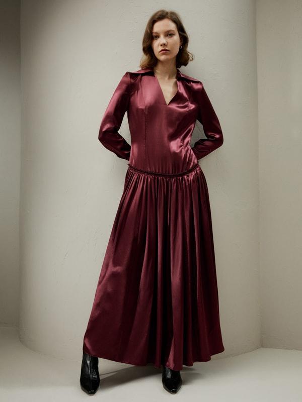 Villemajou Pleated Silk Maxi Shirt Dress Product Image