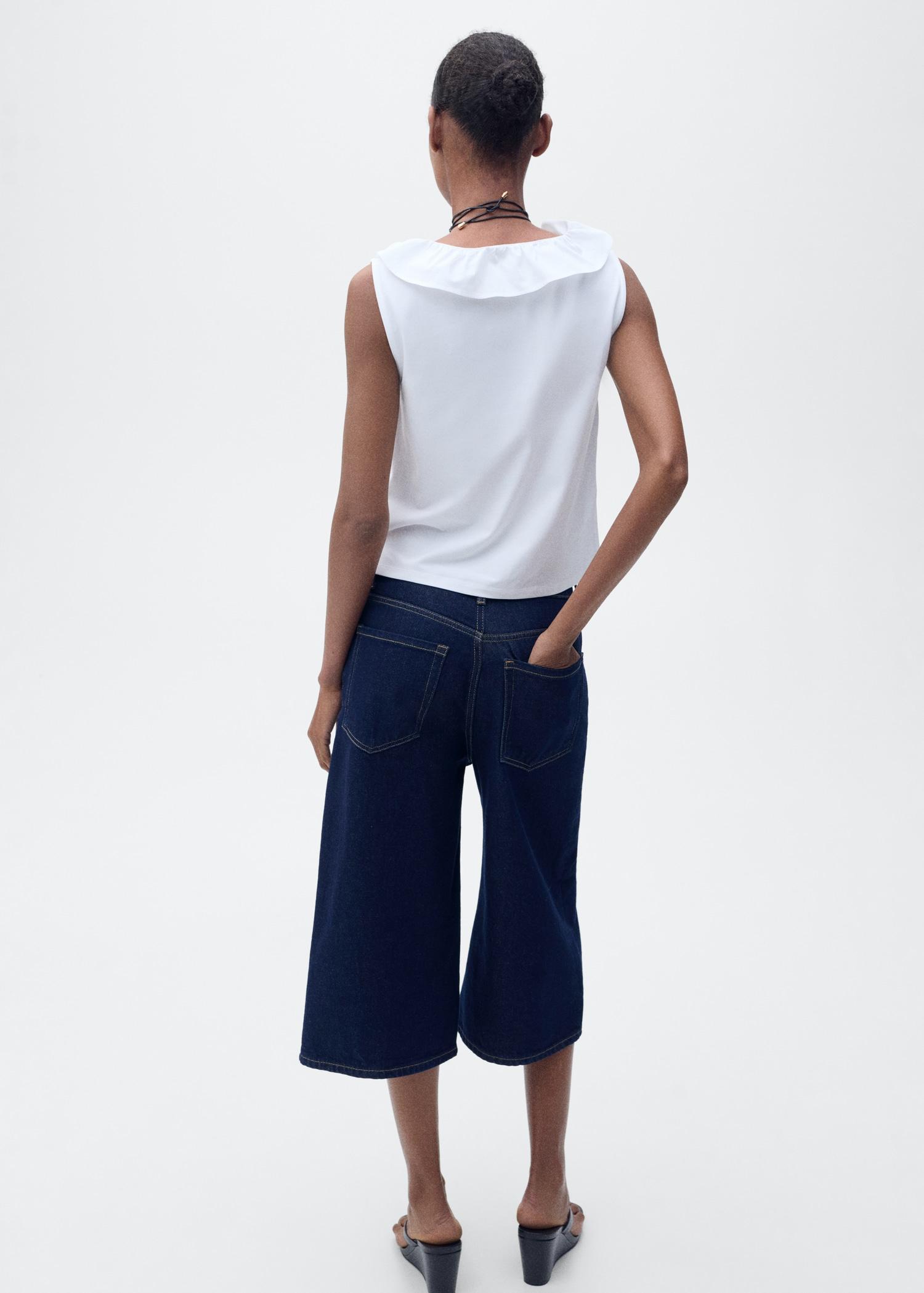 Cotton top with ruffles - Women | MANGO USA Product Image