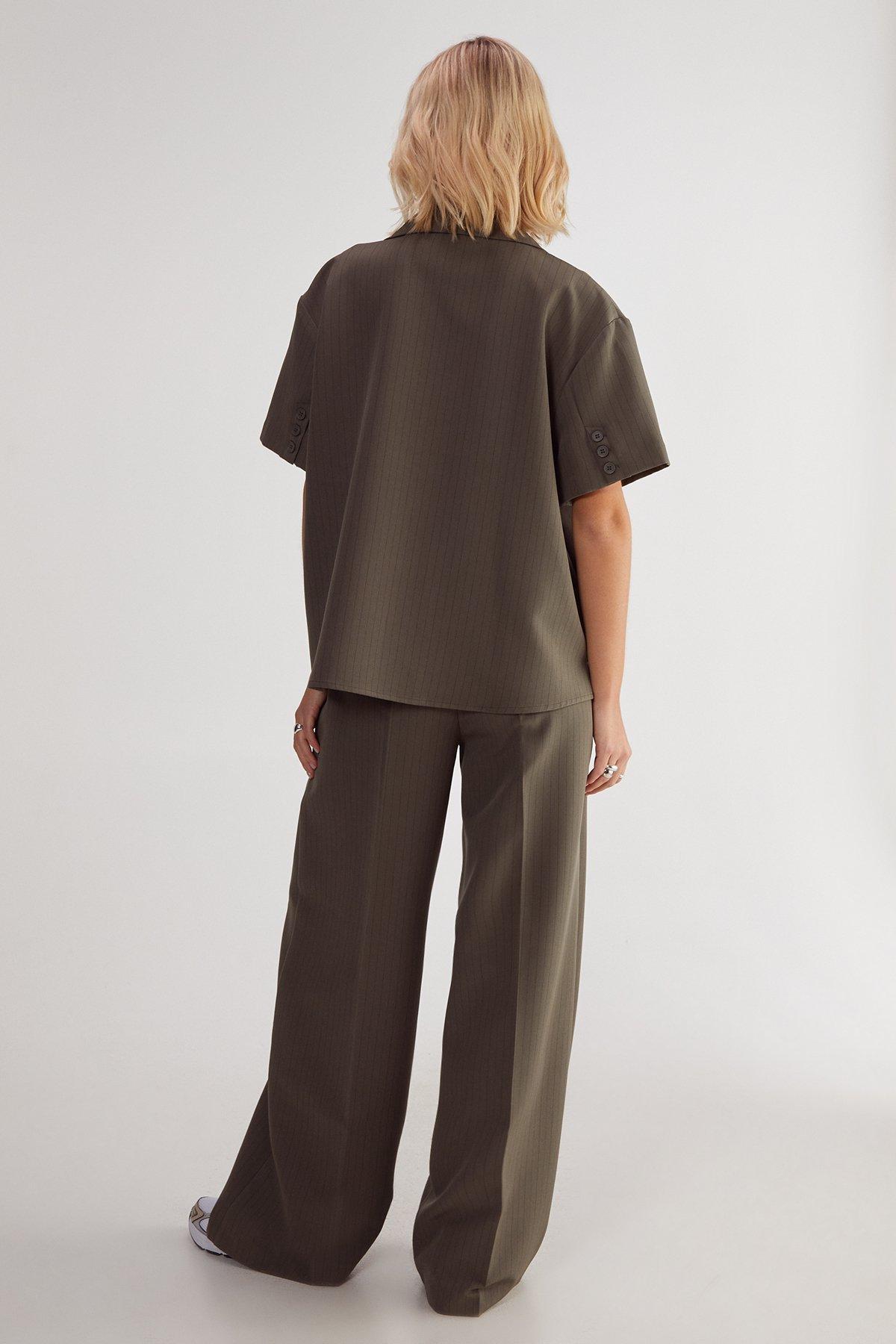 Pinstripe Button Front Detail Tailored Trouser. Product Image