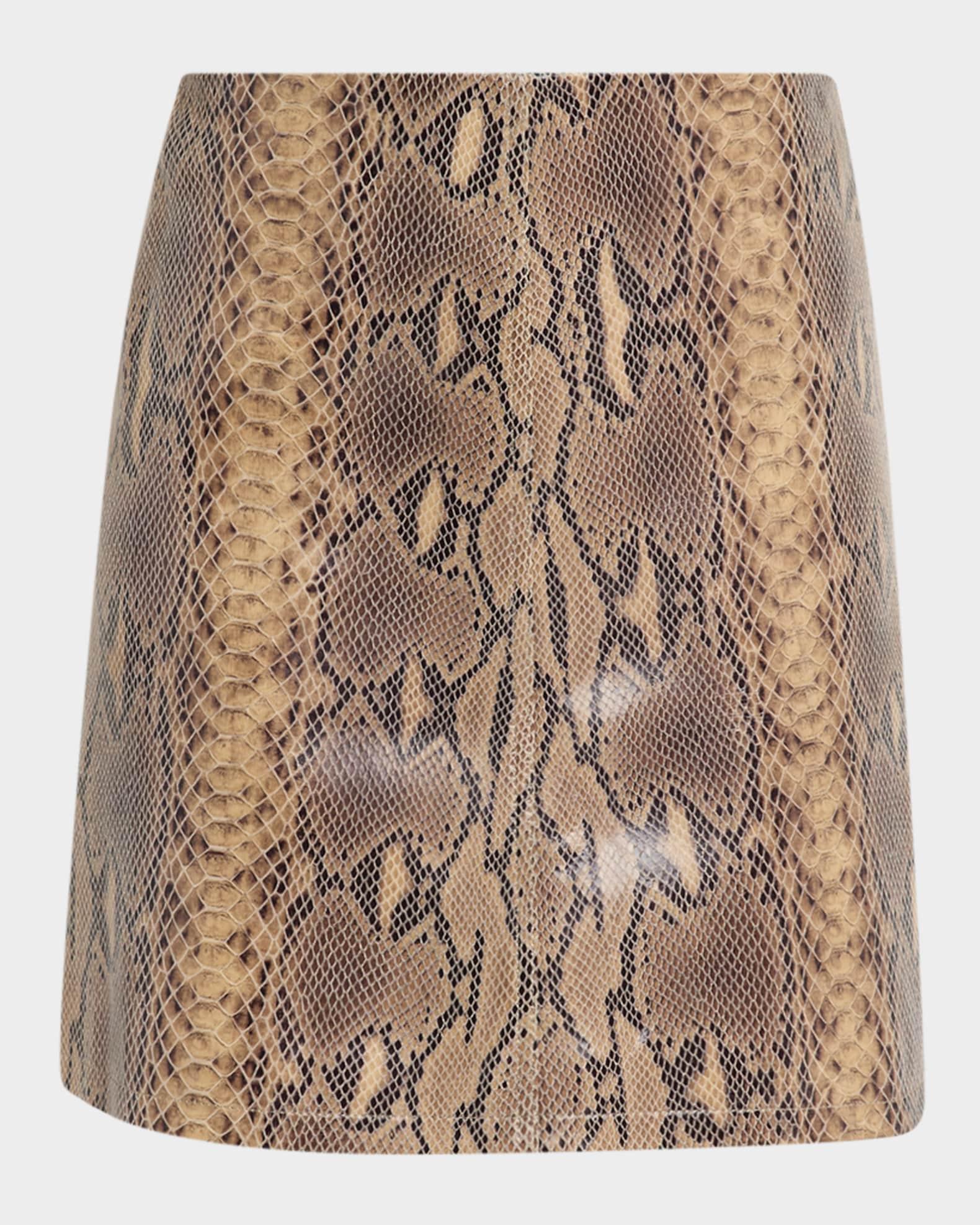 Coras Snake-Embossed Leather Mini Skirt Product Image