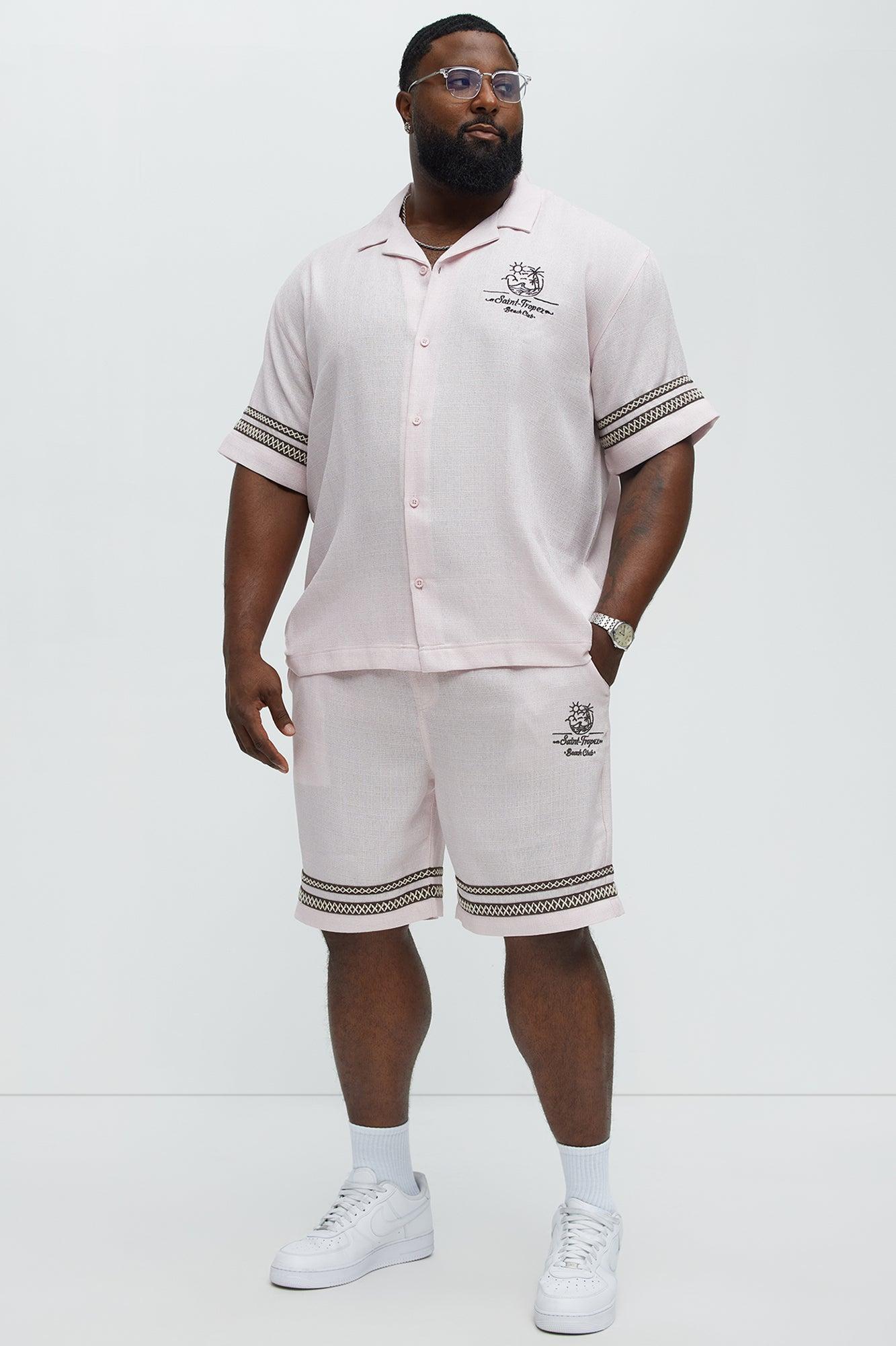 Saint Tropez Beach Club Linen Like Relaxed Short - Pink Male Product Image