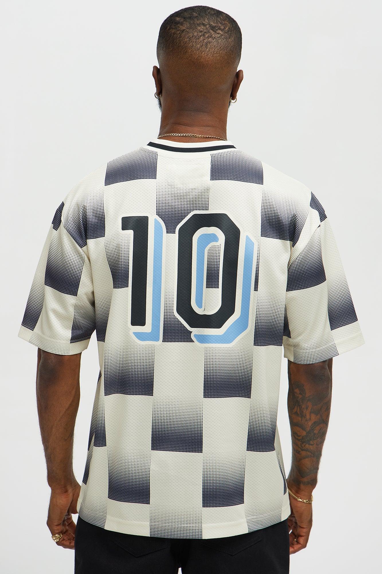 Checkered Paris Short Sleeve Soccer Jersey - Off White/combo Product Image
