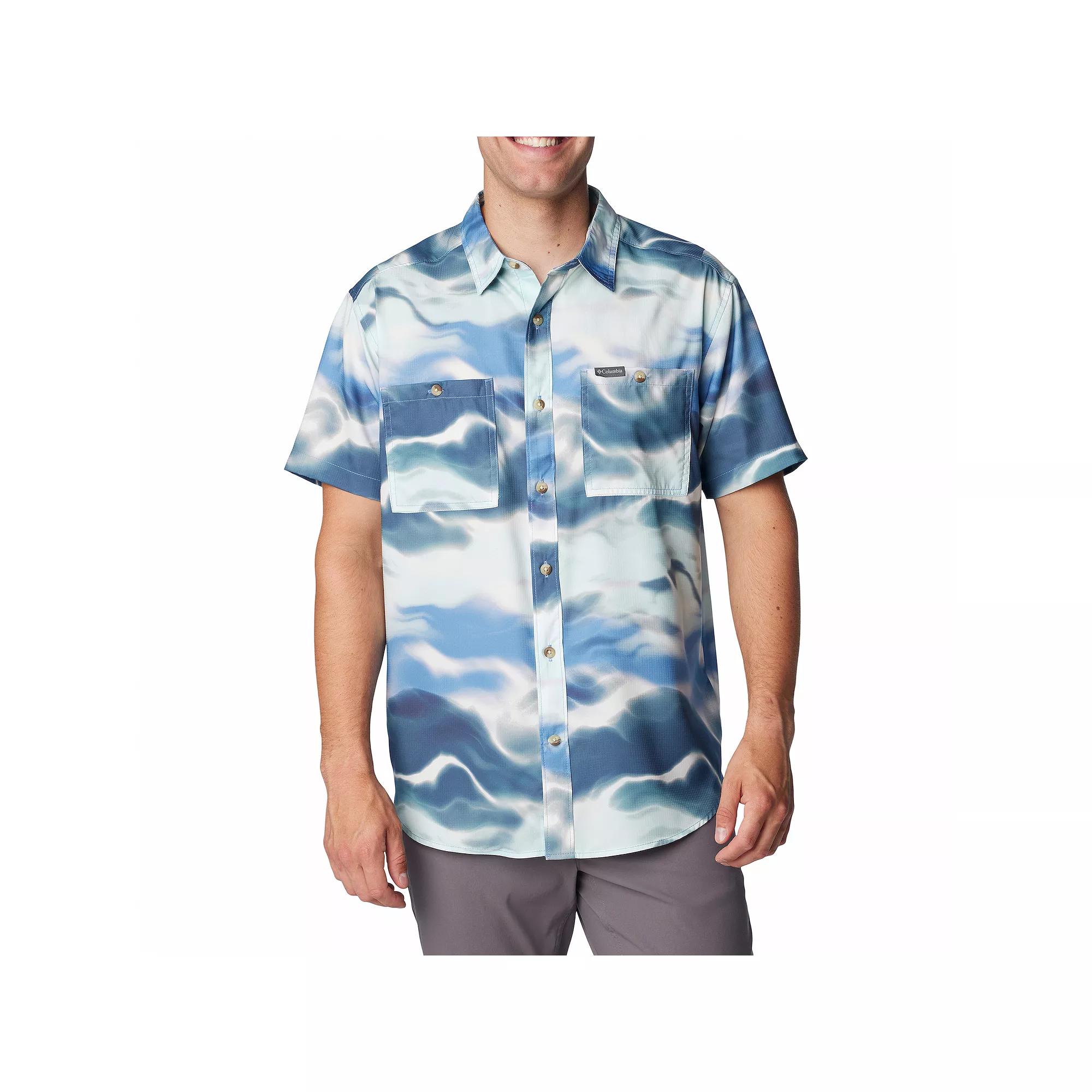 Men's Columbia UPF 40 Utilizer Printed Short Sleeve Button-Down Shirt, Size: Small, Skyler Undercurrent Product Image