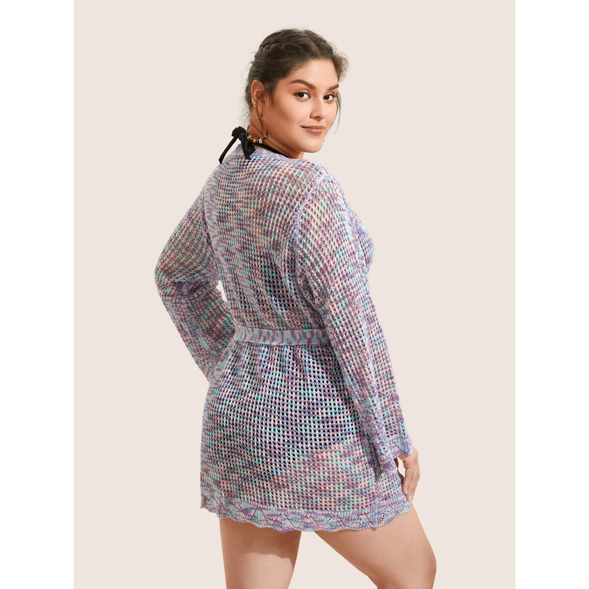 Plus Size Heather Cut Out See Through Ties Swim Cover Up Women's Swimwear Multicolor Beach See through Curve Swim Cover Ups BloomChic 12/L Product Image