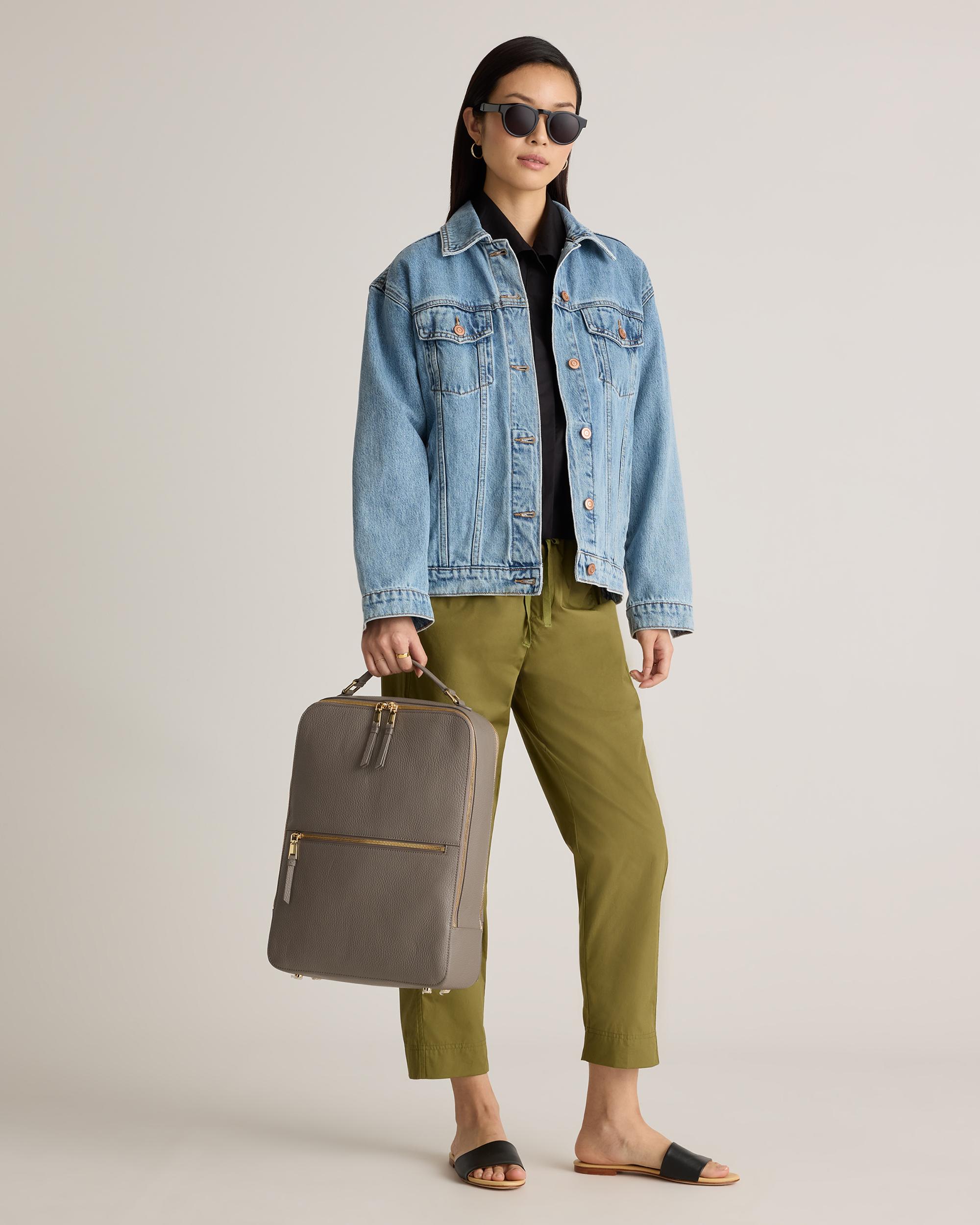 Quince | Women's Italian Leather Laptop Backpack in Mink Product Image