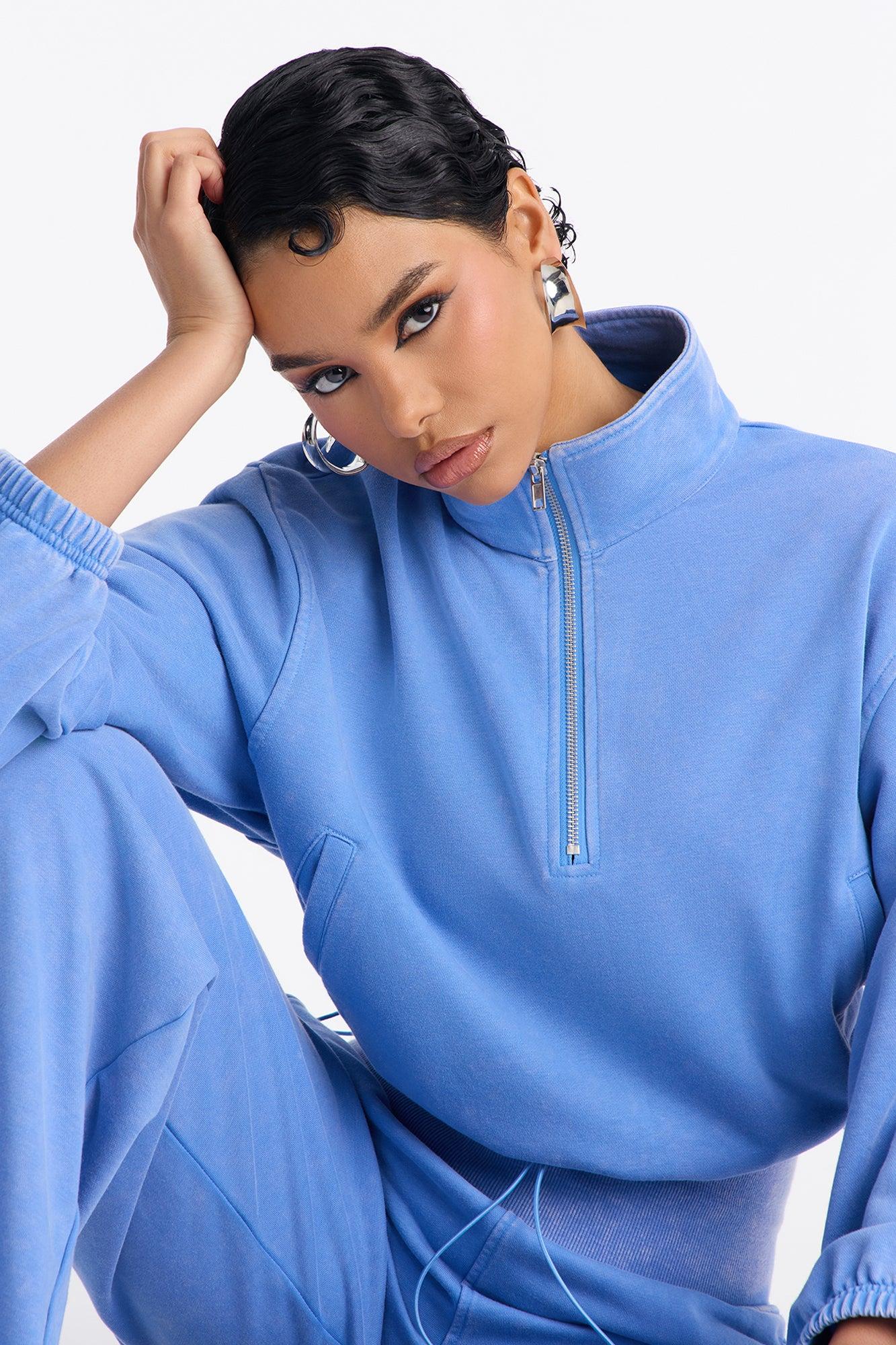 Lizel Washed Wide Leg Pant Set - Blue Female Product Image