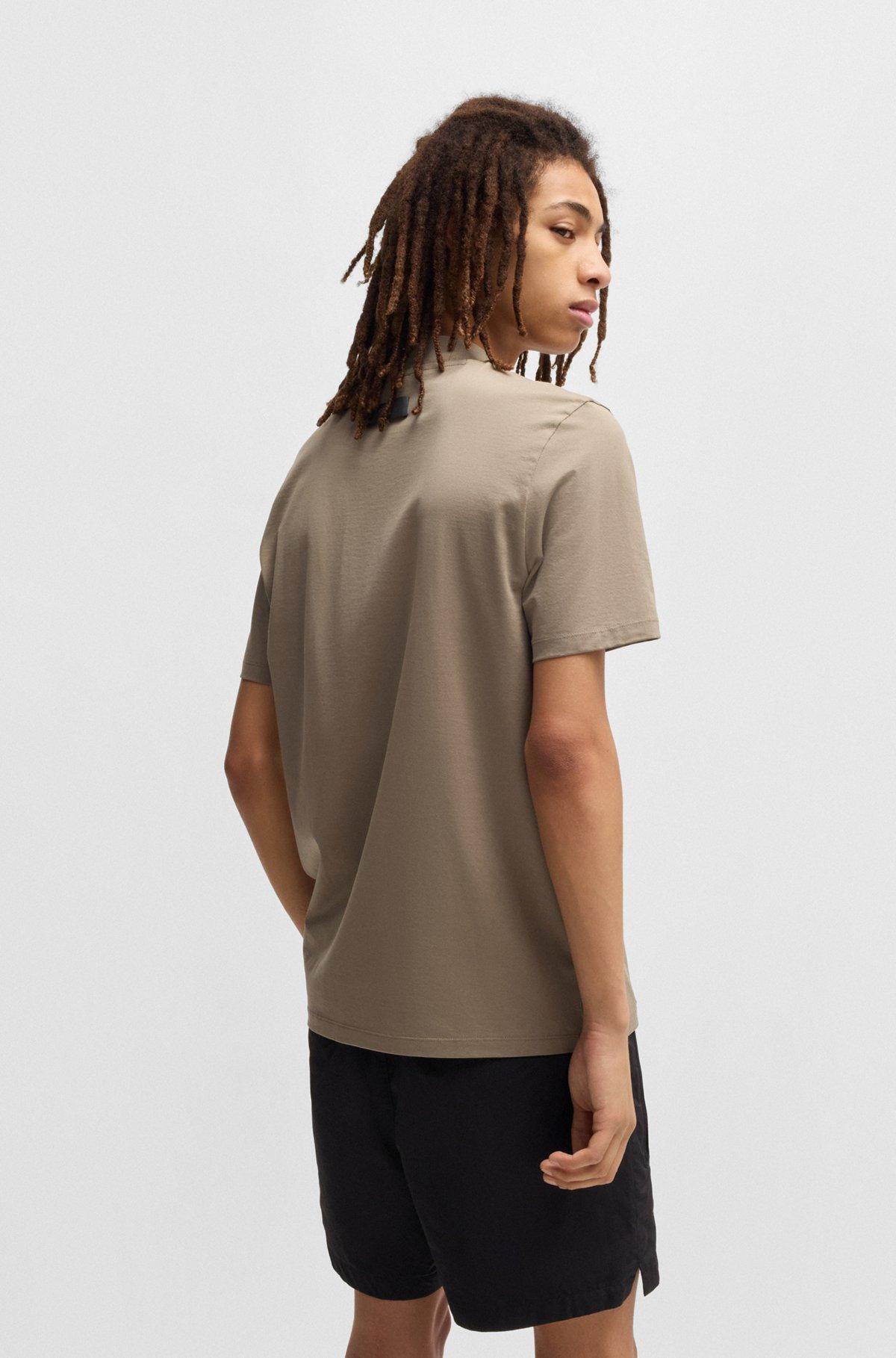Slim-fit T-shirt in stretch cotton with stand collar Product Image