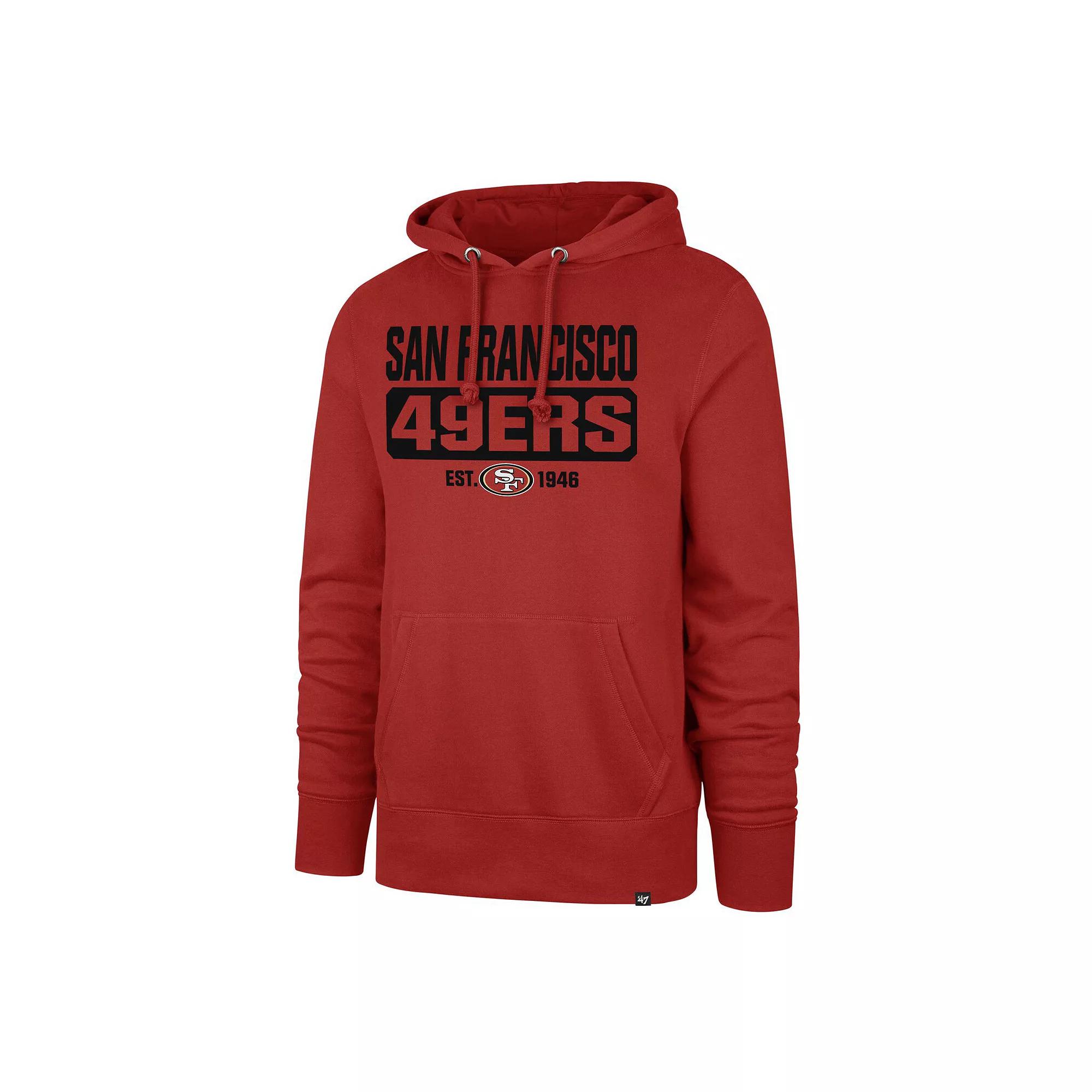 Men's '47 Scarlet San Francisco 49ers Box Out Headline Pullover Hoodie, Size: Medium, Red Product Image