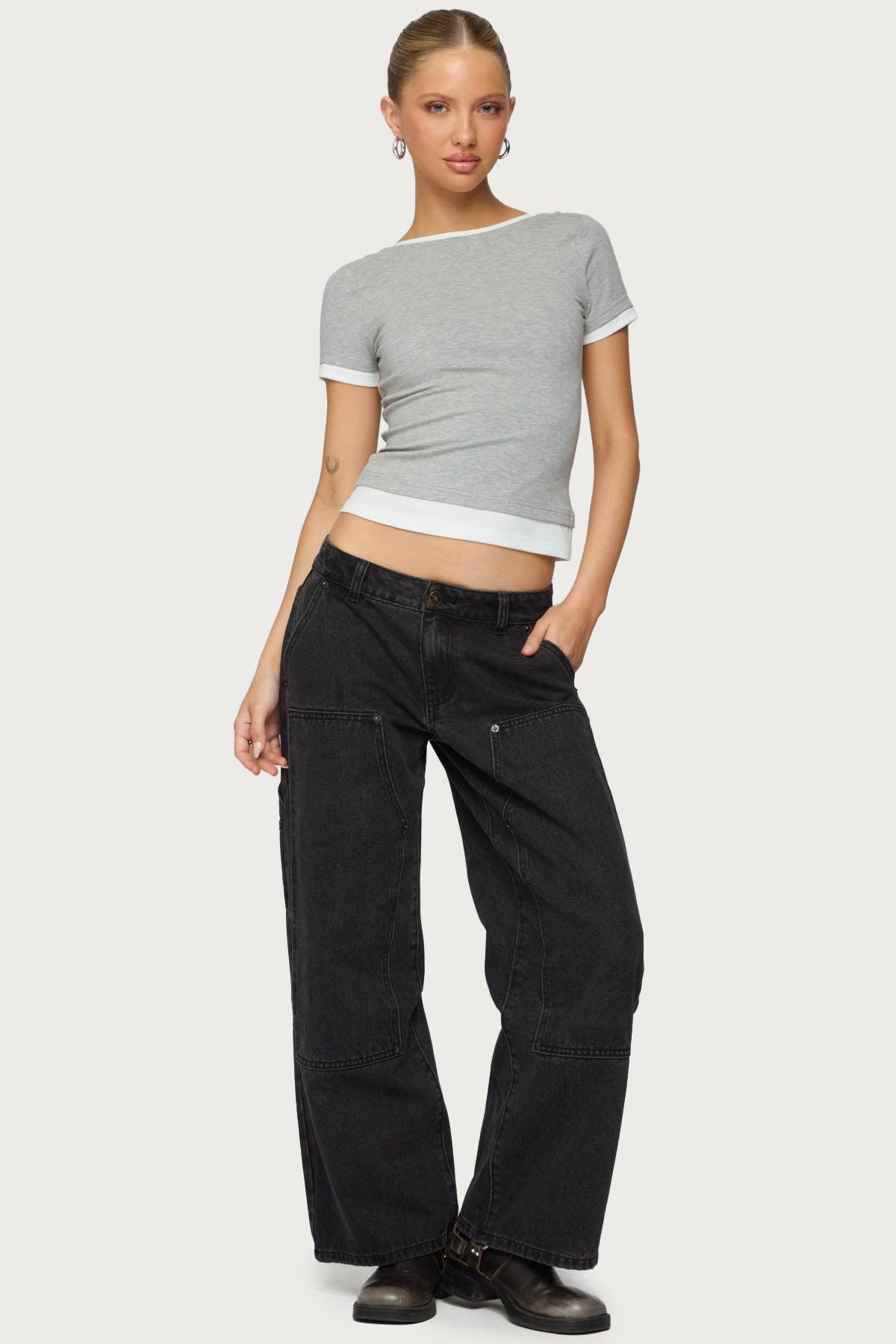 Petite Ayla Low Rise Baggy Carpenter Jeans Product Image