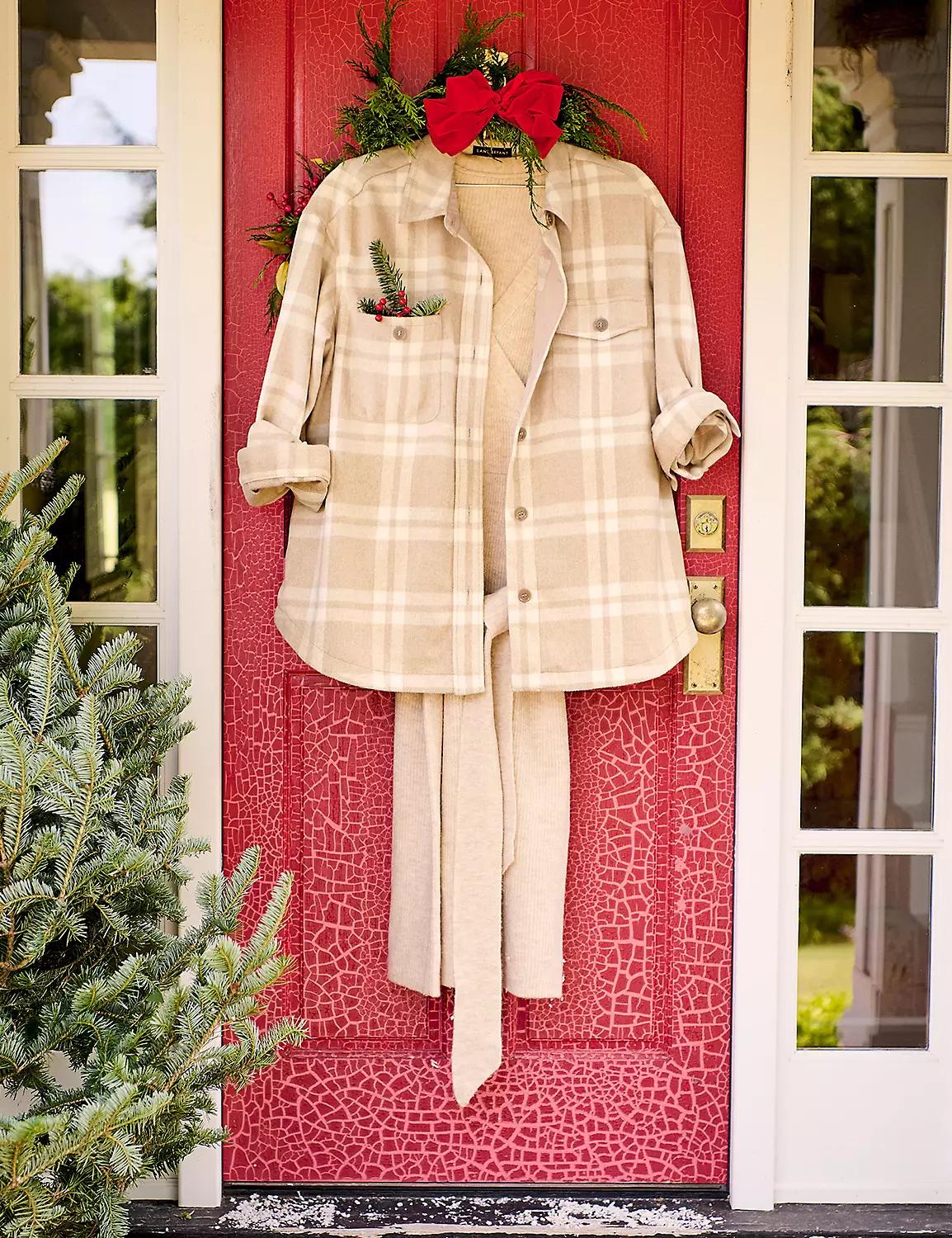 Button-Front Plaid Shacket Product Image