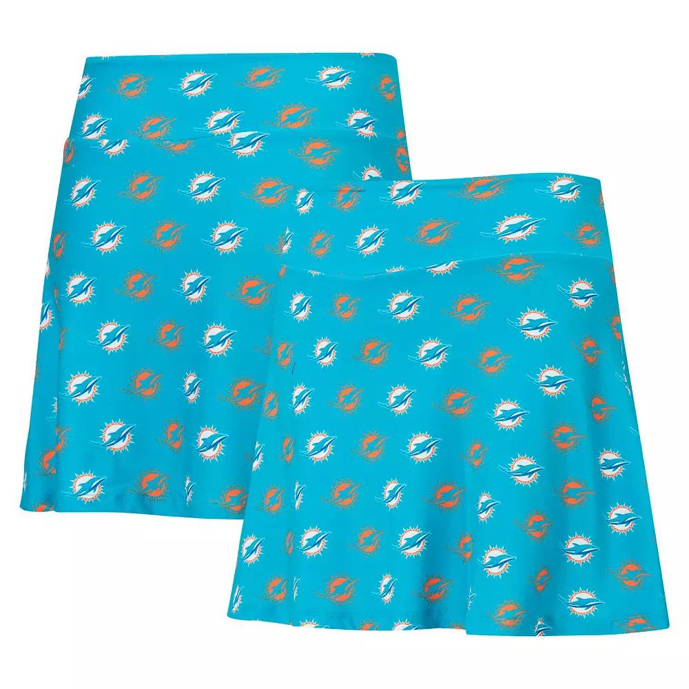 Women's Concepts Sport Aqua Miami Dolphins Record Allover Print Knit Sleep Skort, Size: Medium, Turquoise A Product Image