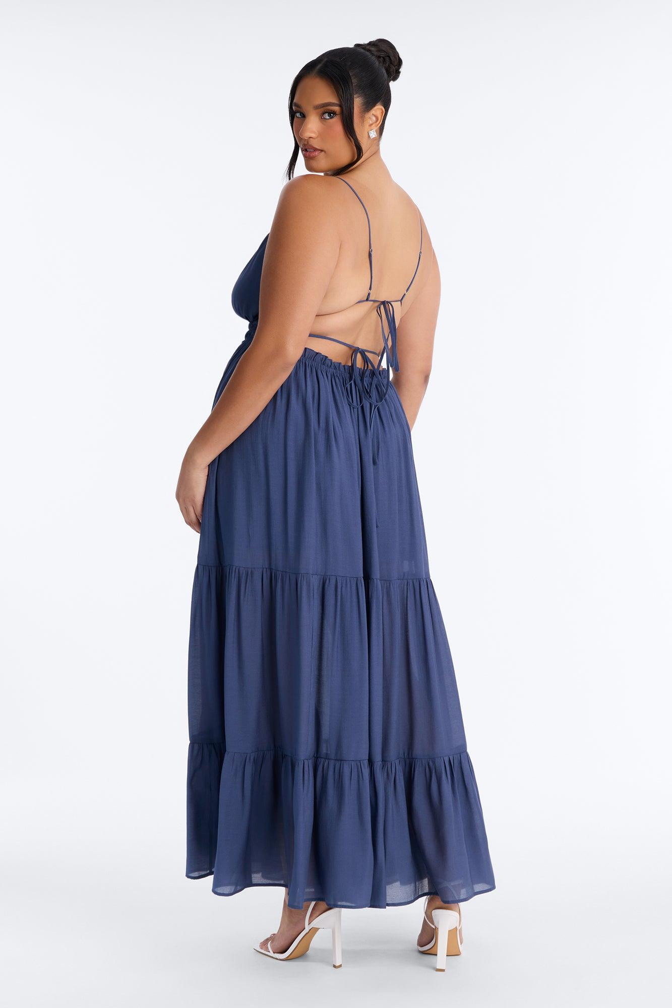 Daily Vibe Backless Maxi Dress - Denim Female Product Image