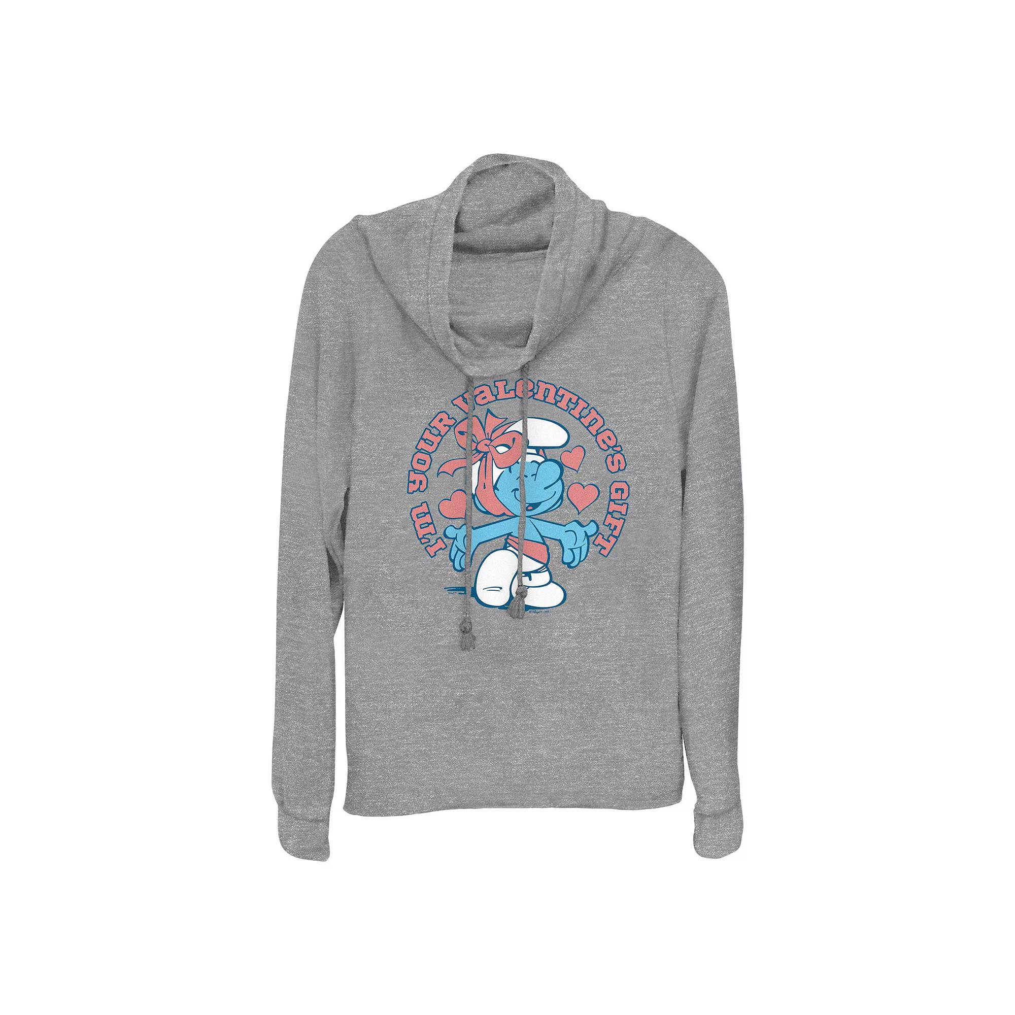Women's Smurfs I'm Your Valentine's Gift Cowlneck Graphic Lightweight Long Sleeve,  Product Image