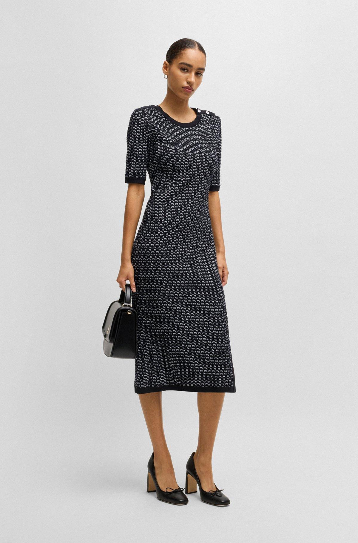 Structured-stripe dress in stretch-cotton jersey Product Image