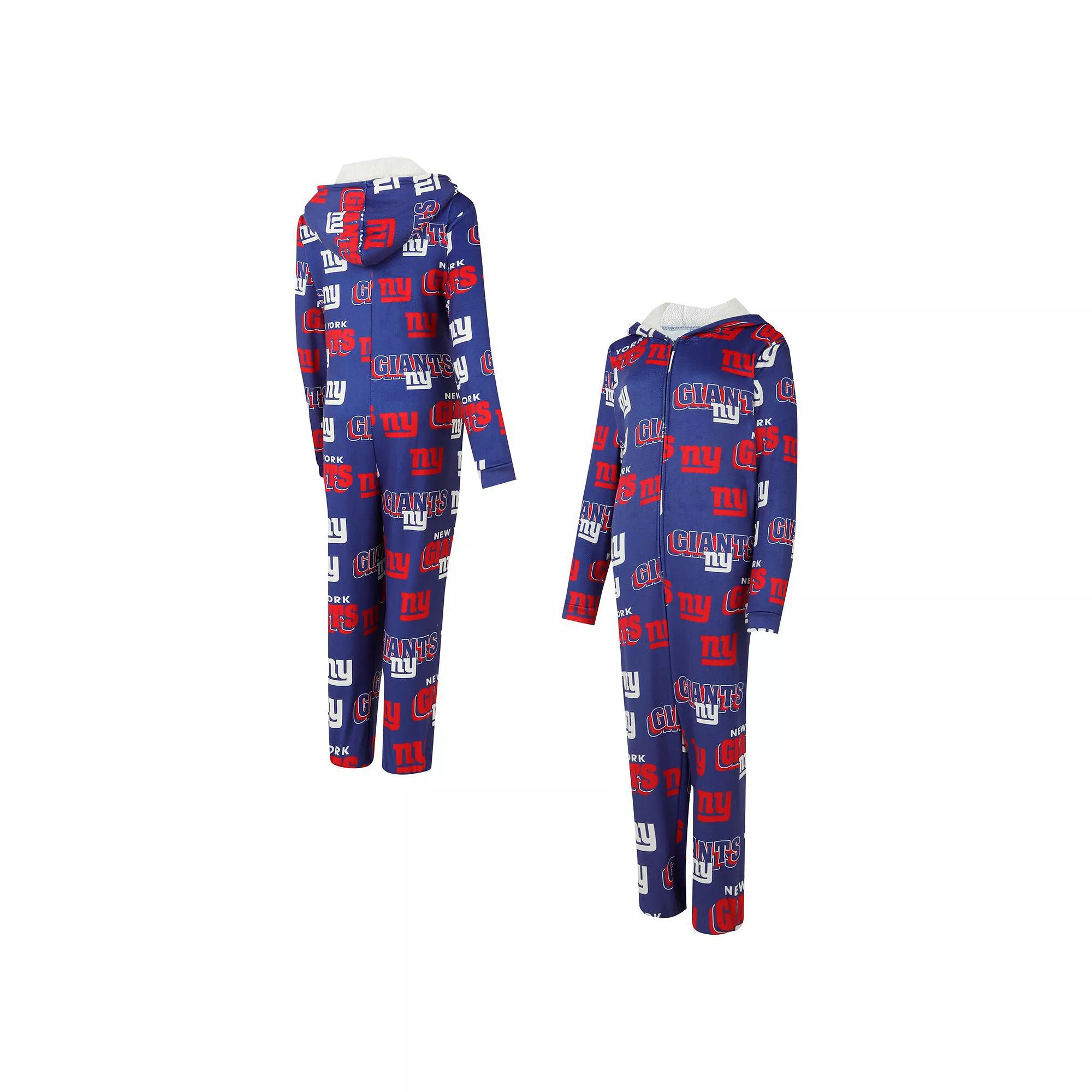 Women's Concepts Sport Royal New York Giants Roadway Allover Print Microfleece Full-Zip Union Suit,  Product Image