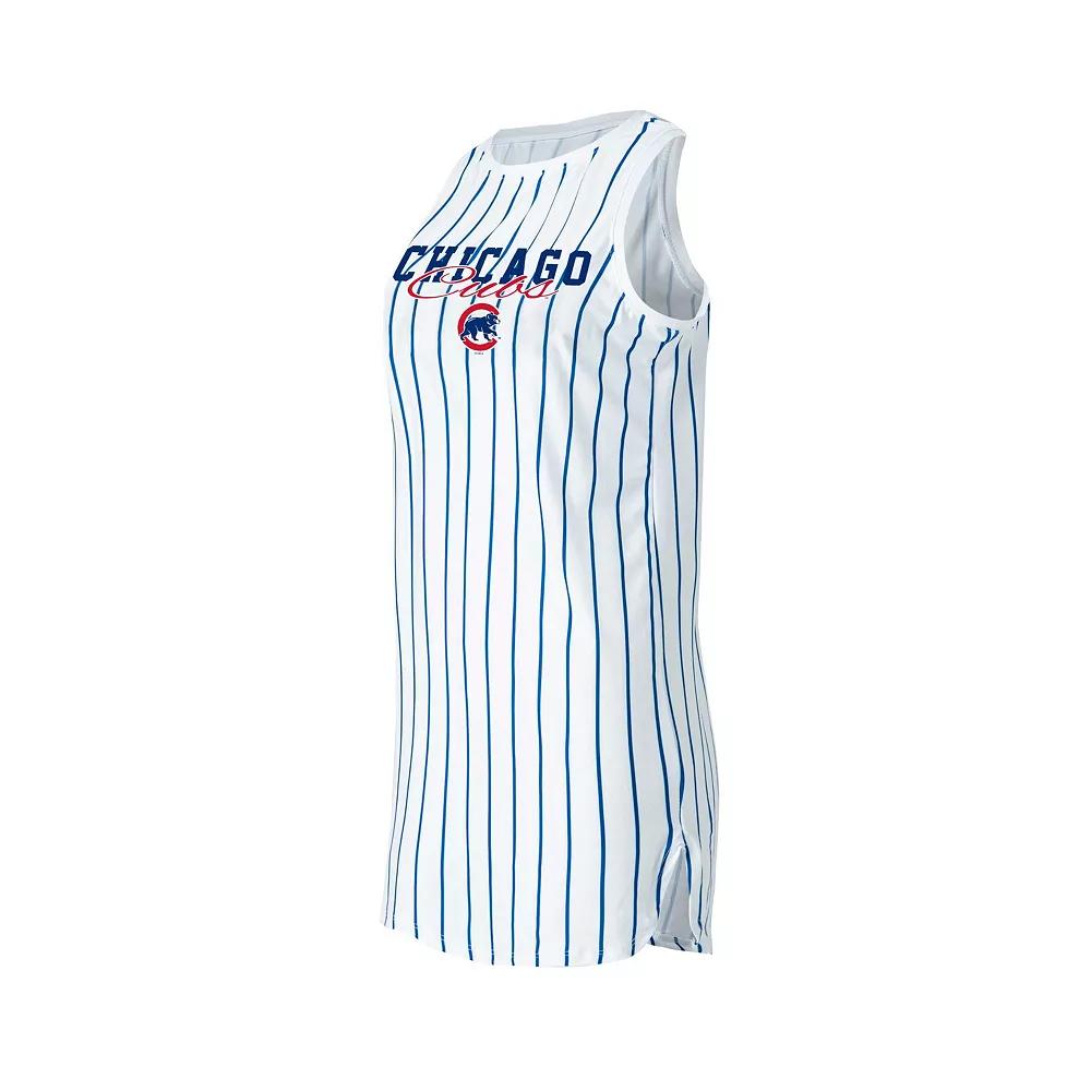 Women's Concepts Sport White Chicago Cubs Reel Pinstripe Knit Sleeveless Nightshirt,  Product Image