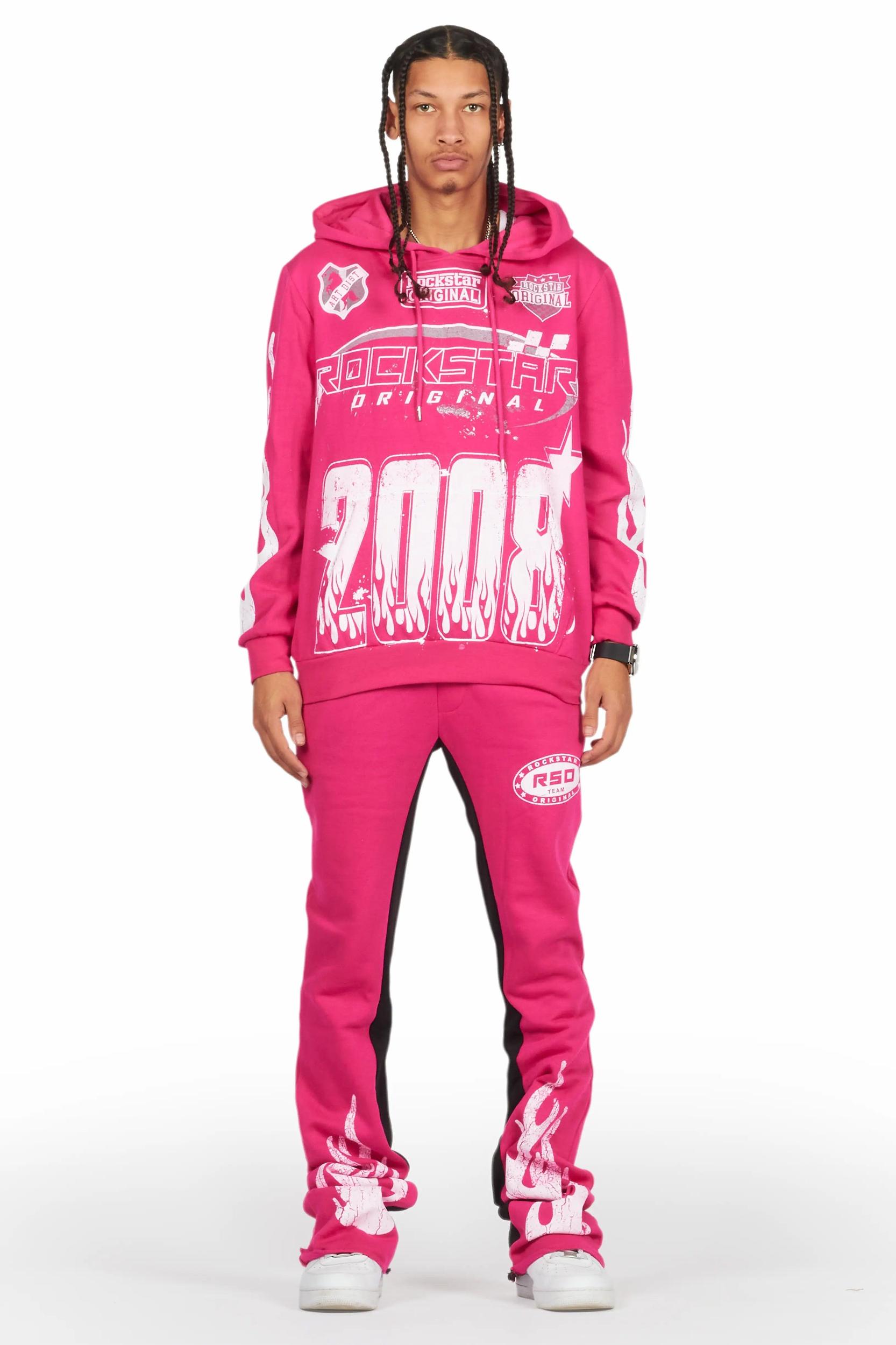 Amos Fuchsia Hoodie/Baggy Track Pant Set Male Product Image