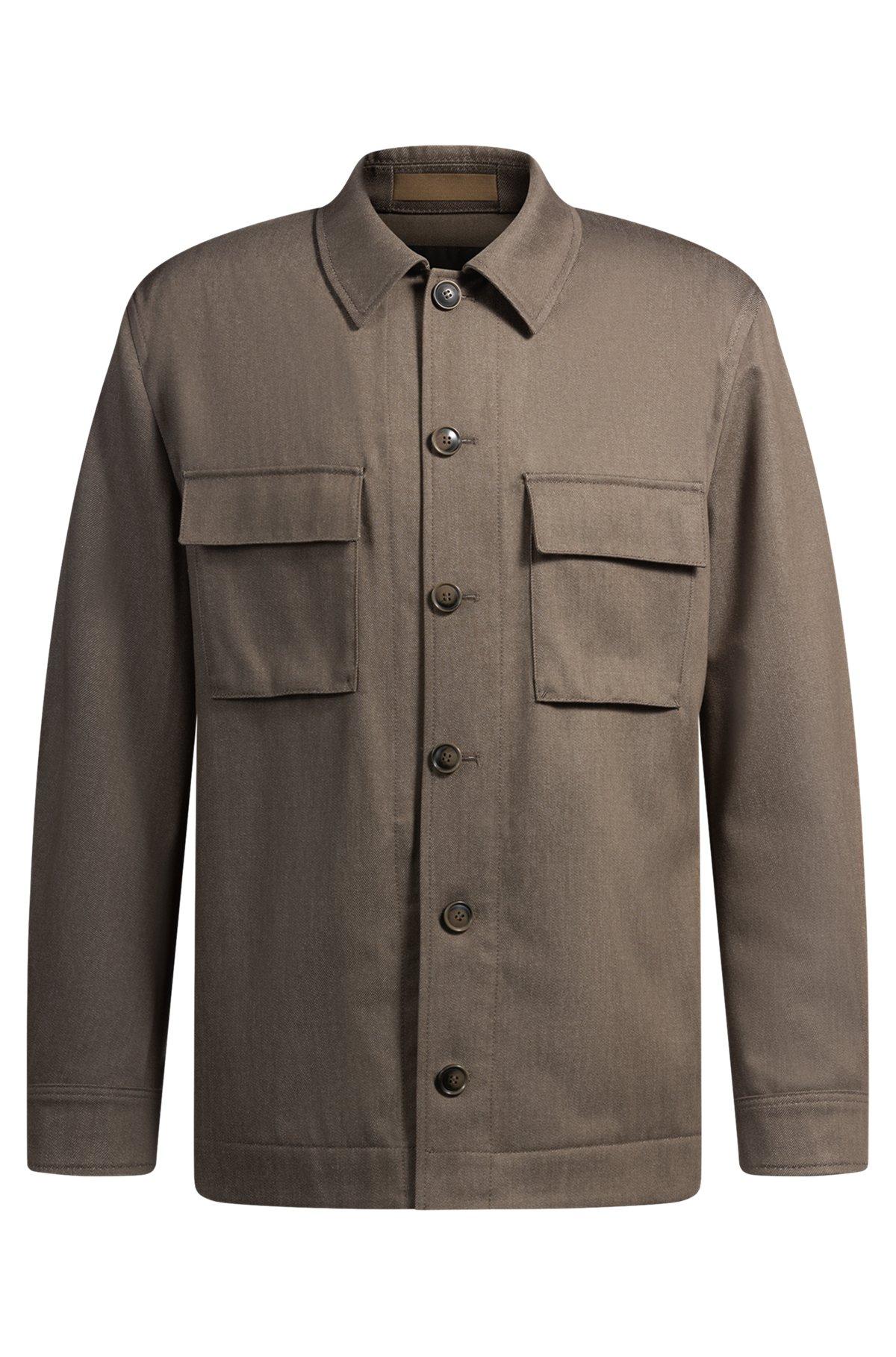 Relaxed-fit overshirt in virgin wool Product Image