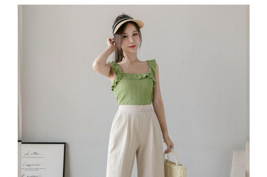 High Waist Plain Wide Leg Pants Product Image