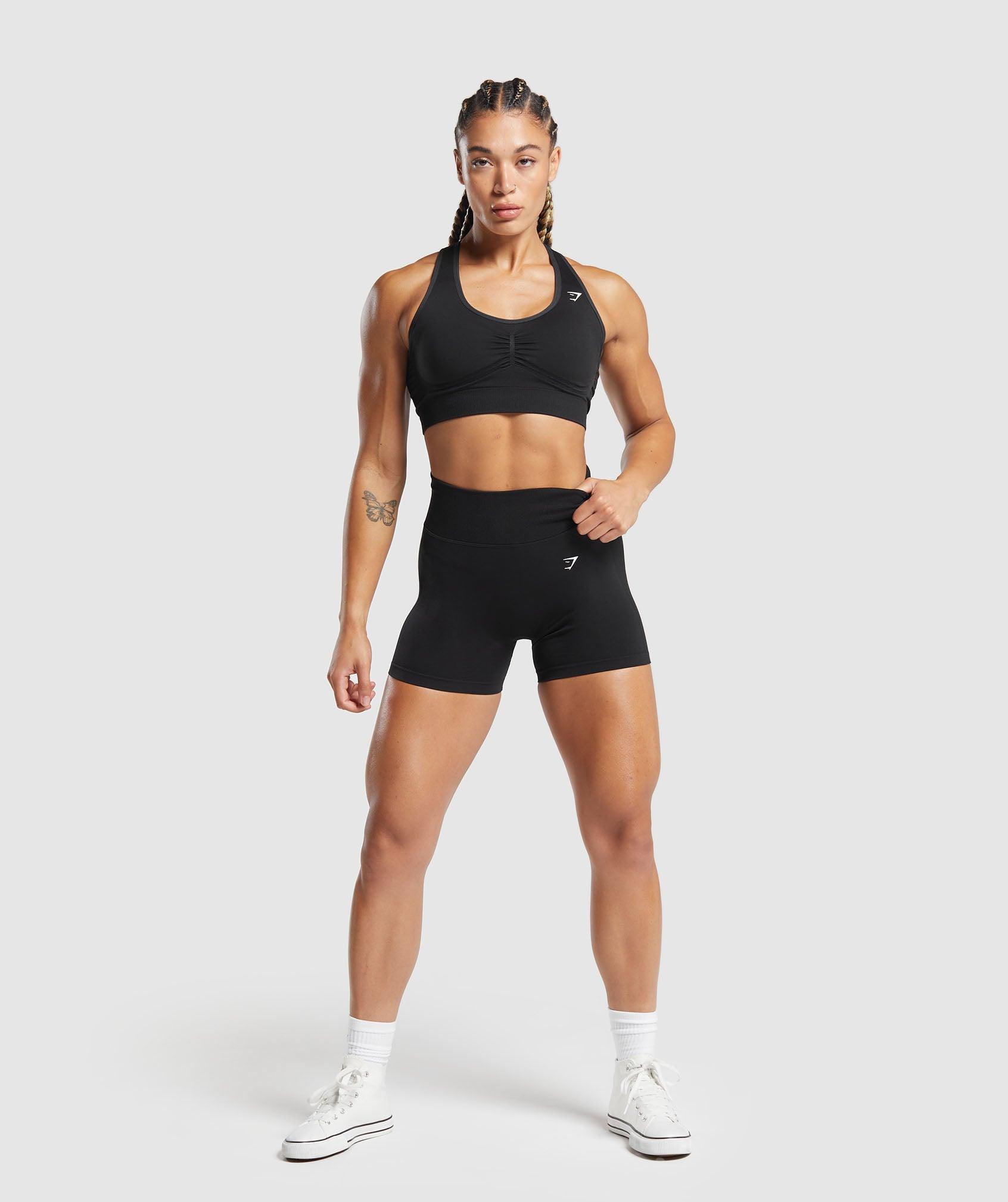 Gymshark Lift Seamless Shorts - Black/Black Marl Female Product Image