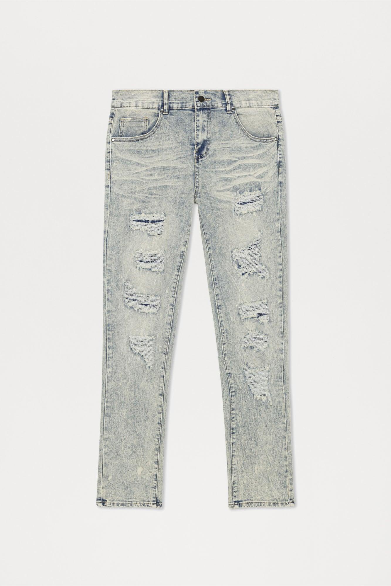 Can't Be Distressed Slim Jeans - Acid Wash Blue Product Image