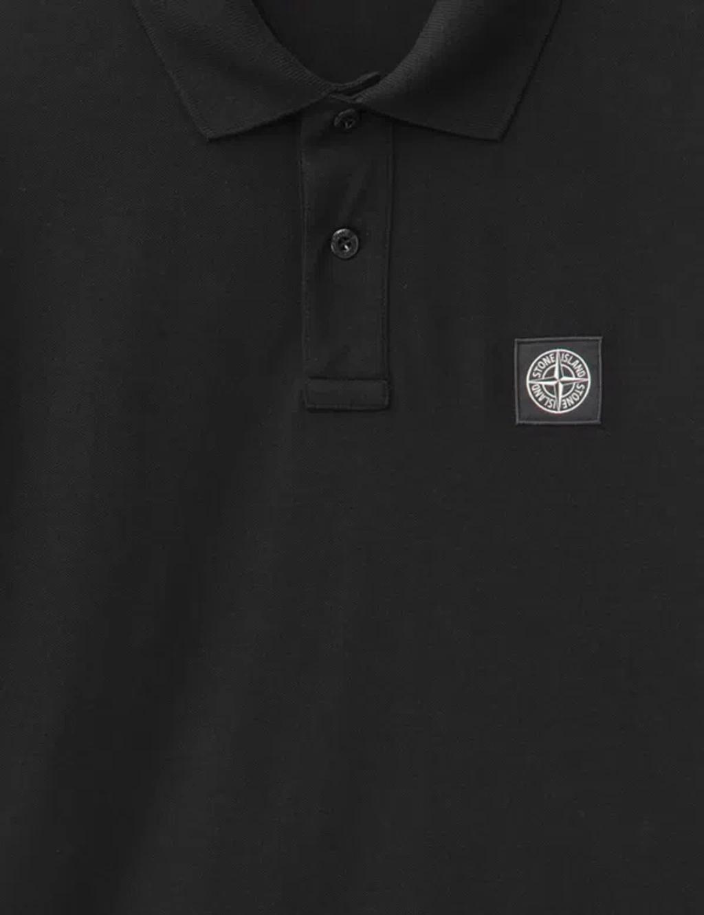 STONE ISLAND Mens Black Brand-patch Regular-fit Stretch-cotton Polo Shirt Xl Product Image