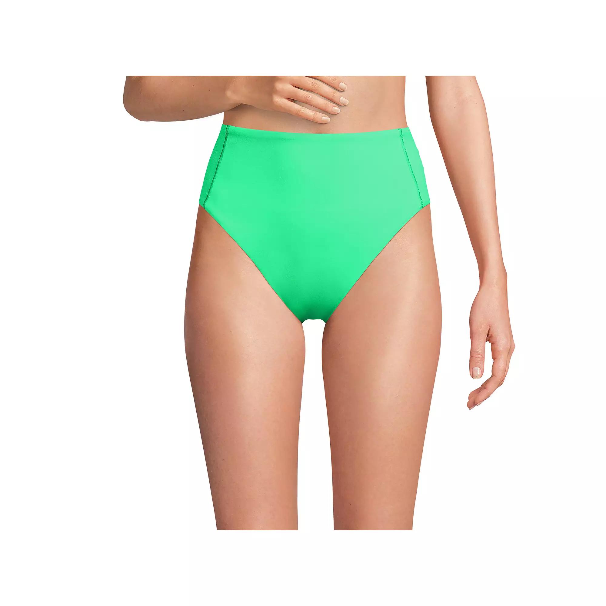 Women's Lands' End High Waisted High Leg Bikini Bottoms,  Product Image