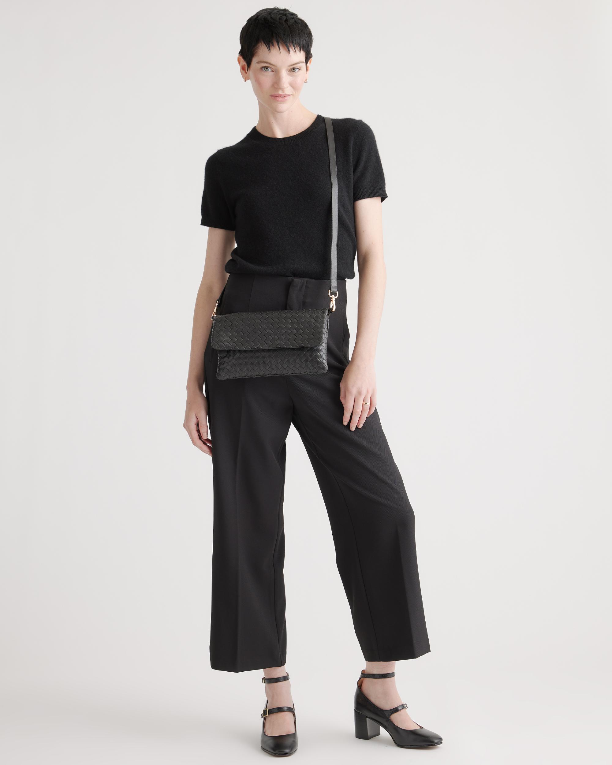 Quince | Women's Italian Leather Handwoven Convertible Clutch Product Image