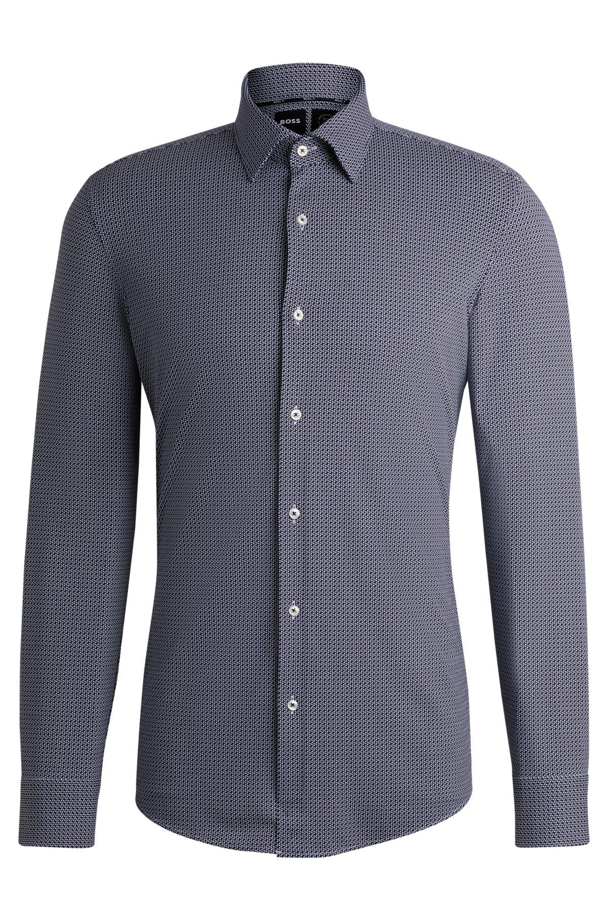 Slim-fit shirt in geometric-print performance-stretch material Product Image