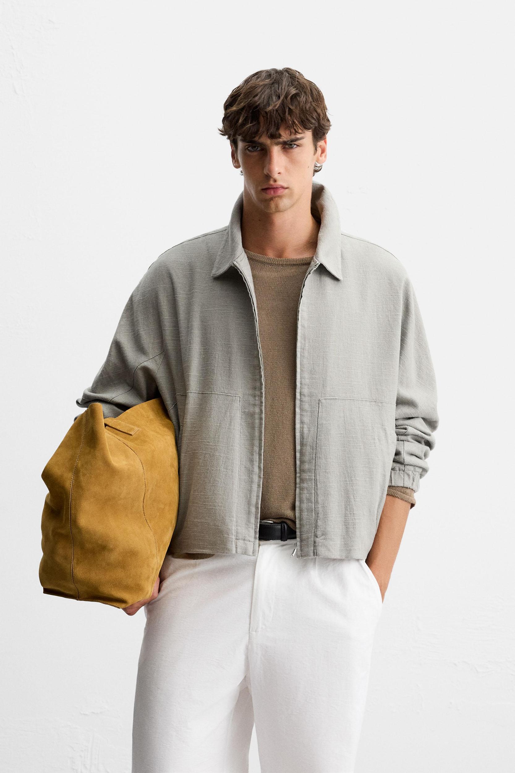 LINEN-COTTON TEXTURED JACKET Product Image