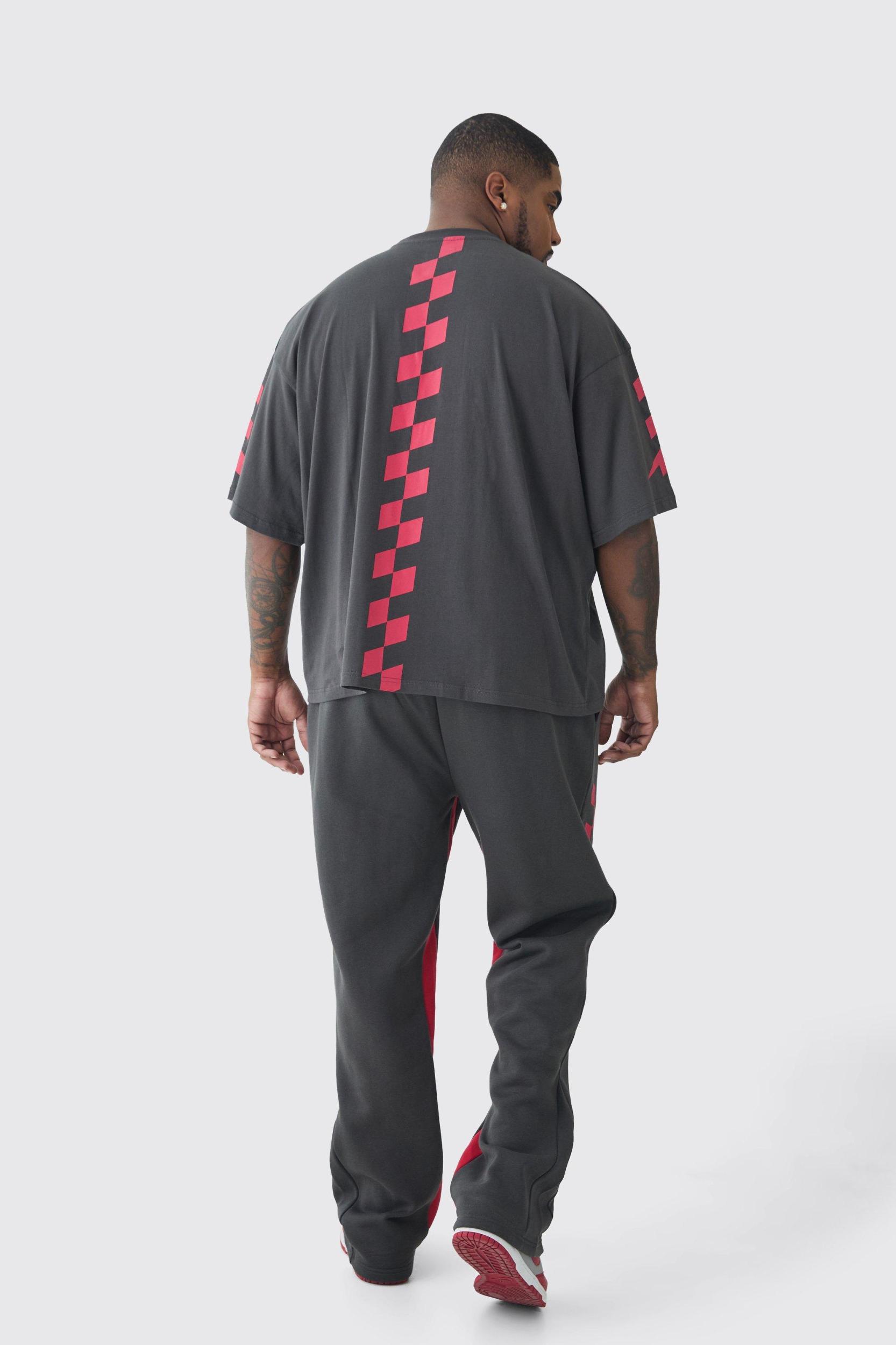 Plus Slim Gusset Moto Sweatpants | boohooMAN USA Product Image