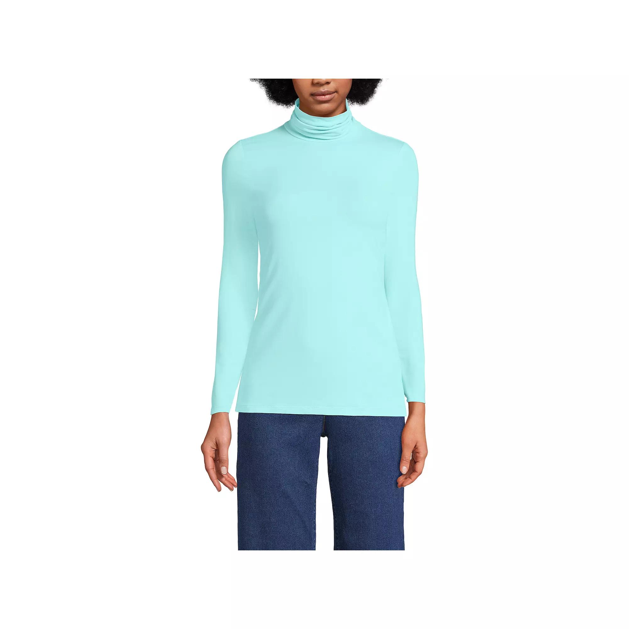 Women's Lands' End Lightweight Fitted Turtleneck,  Product Image